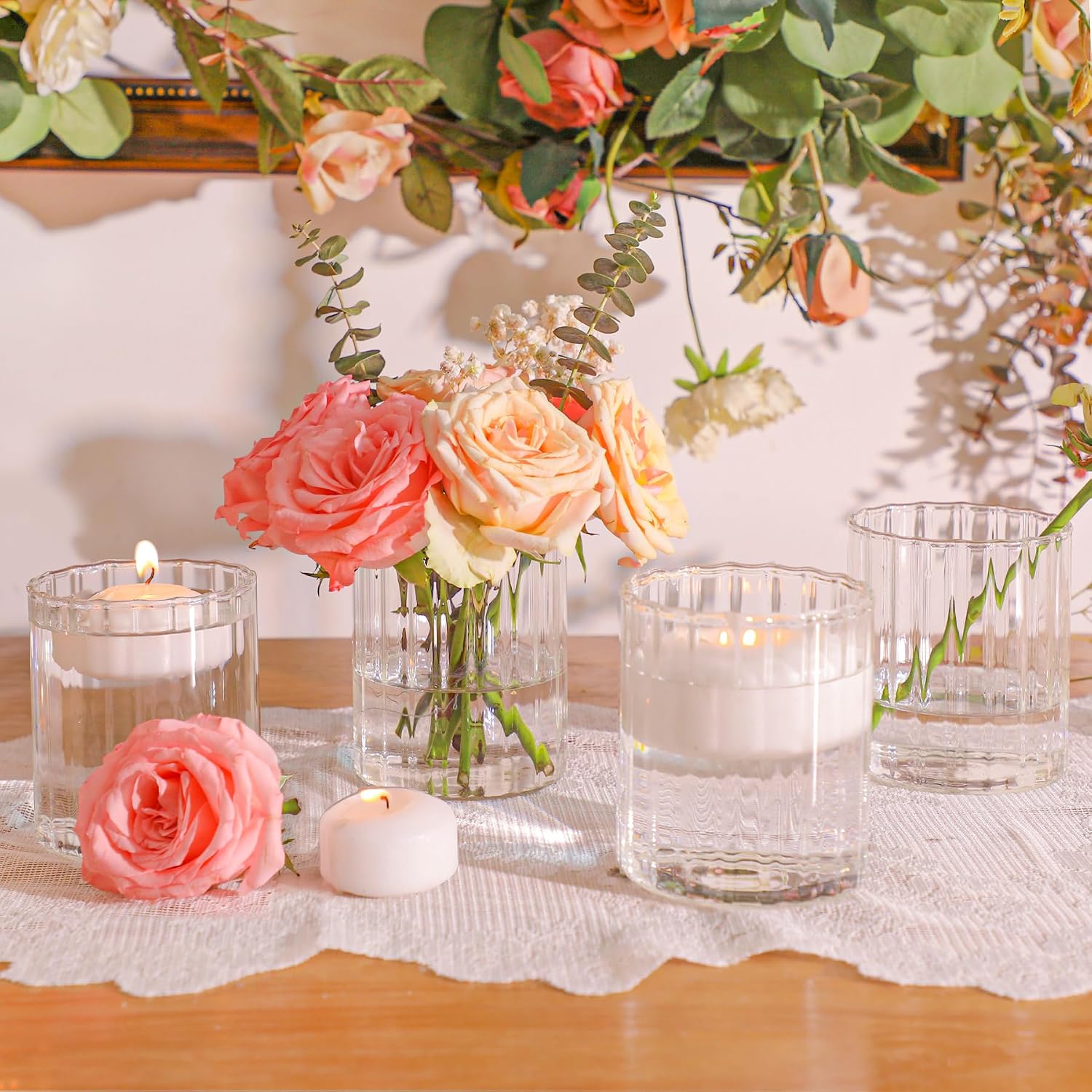 Mini Glass Cylinder Vases Tall / 4 Inch Tall / Clear / 3.9 Inch / Set of 6