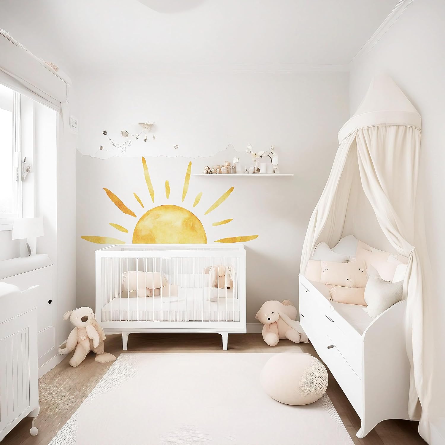𝔻𝕦𝕠𝕔𝕙𝕖𝕖𝕣 Half Sun Wall Decal Extra Large Boho Sun Wall Decals Peel and Stick Removable Sunshine Wall