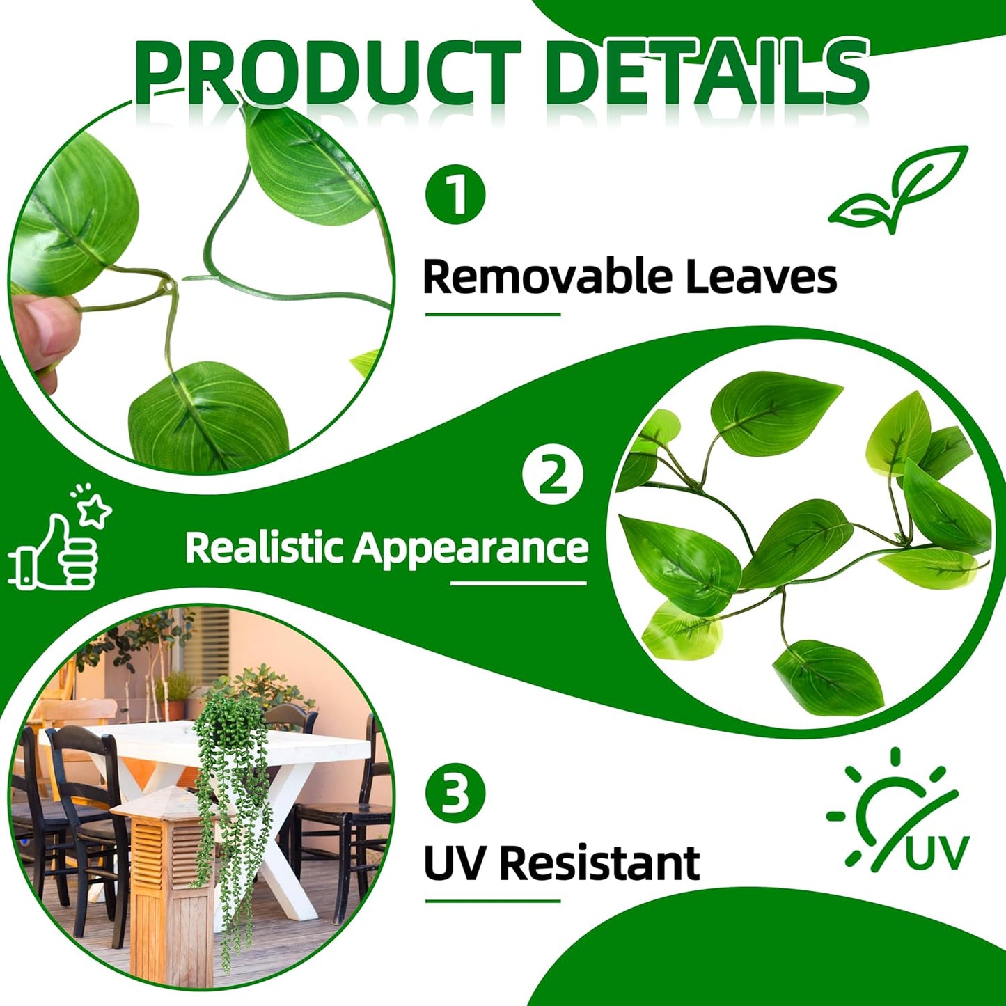 Artificial Hanging Plants / Green / Set of 4