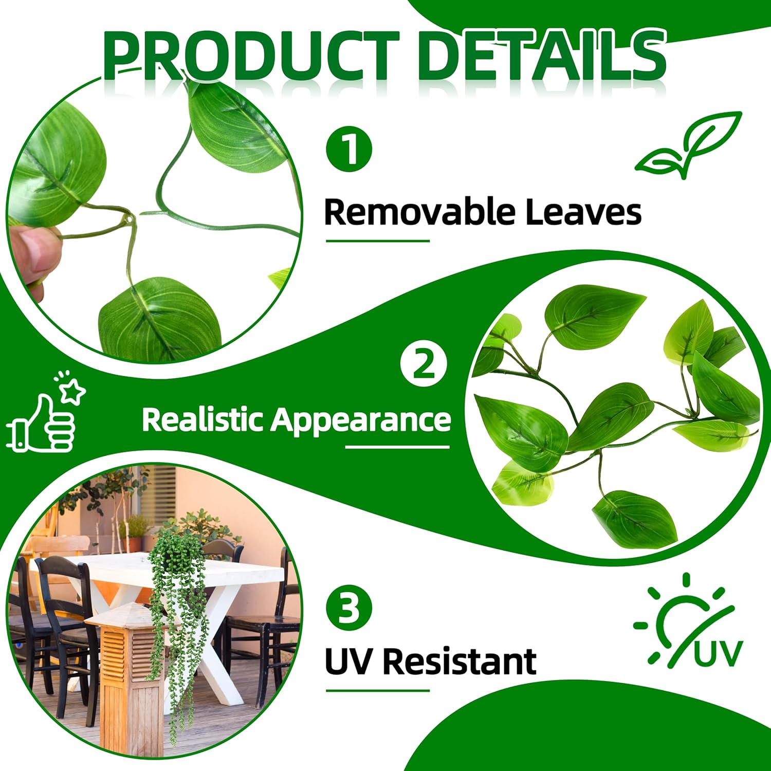 Artificial Hanging Plants / Green / Set of 4