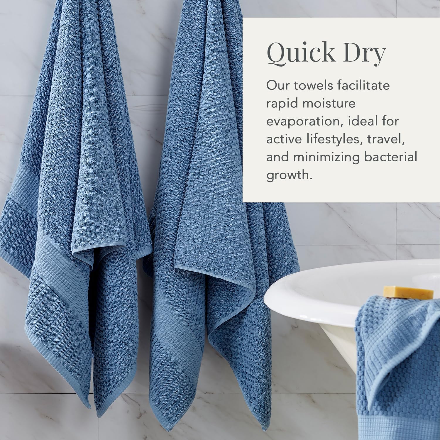 NY Loft 100% Cotton 6-Piece Bath Towel Set | Blue | Oeko-TEX | Quick-Dry | 30" x 52" Bath Towels | 16" x 28" Hand