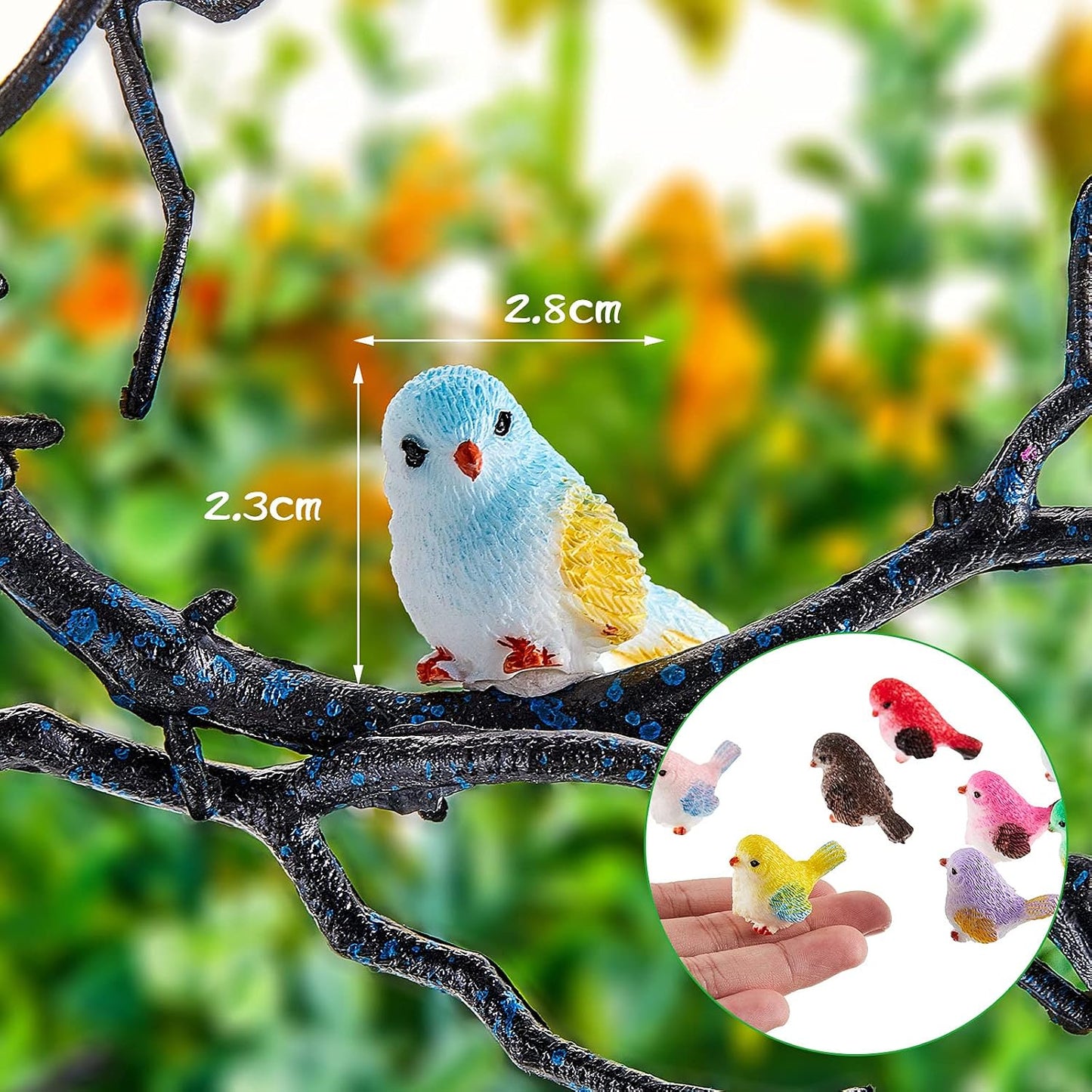 Miniature Bird Figurines Dollhouse Simulation Decorative Bird Figures Animal Model / Set of 24