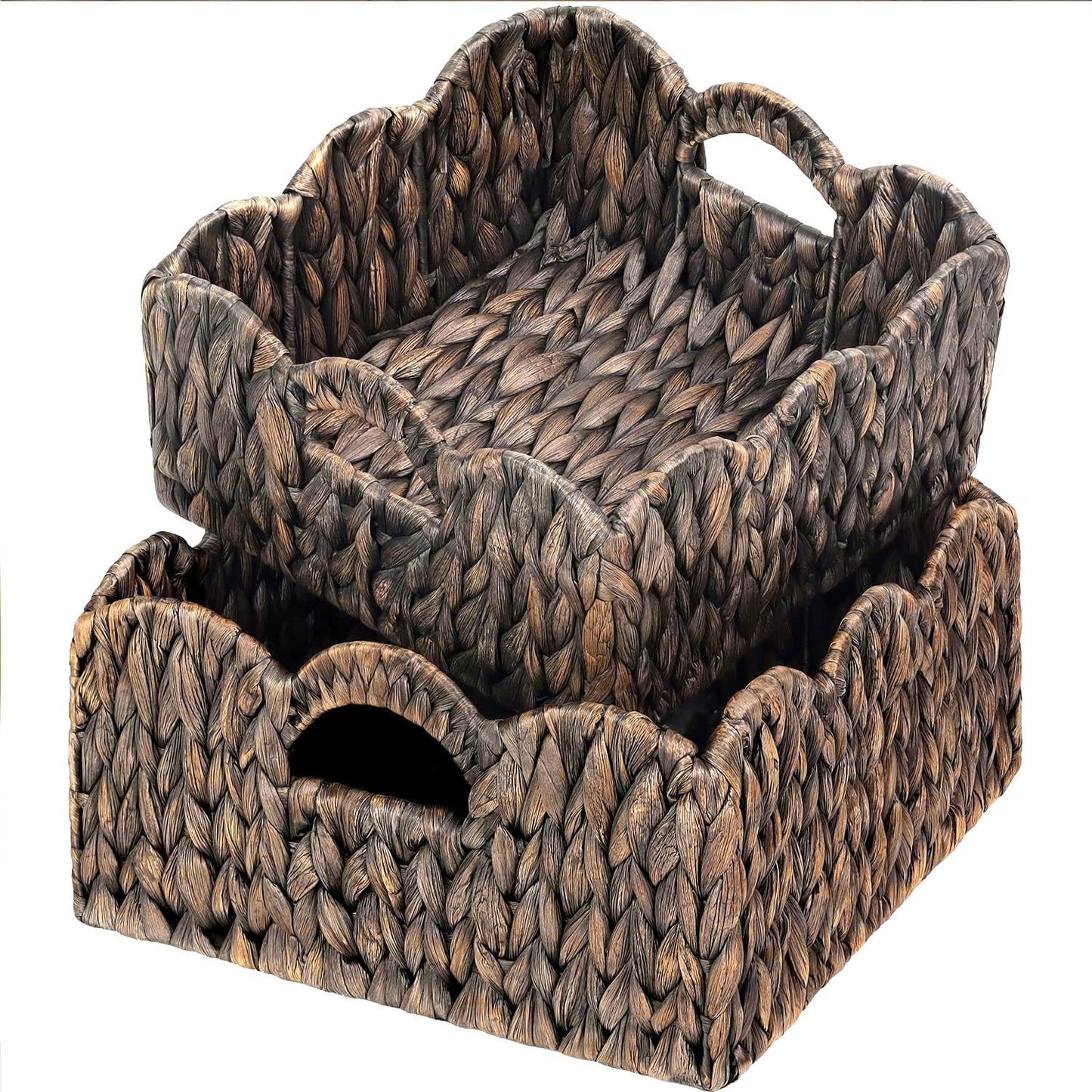 Woven Basket Boho / Esspresso / Natural / Set of 2