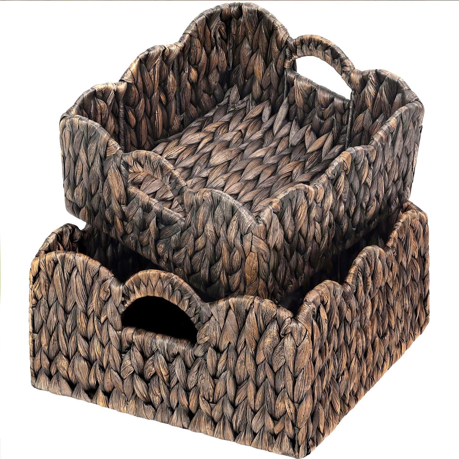 Woven Basket Boho / Esspresso / Natural / Set of 2