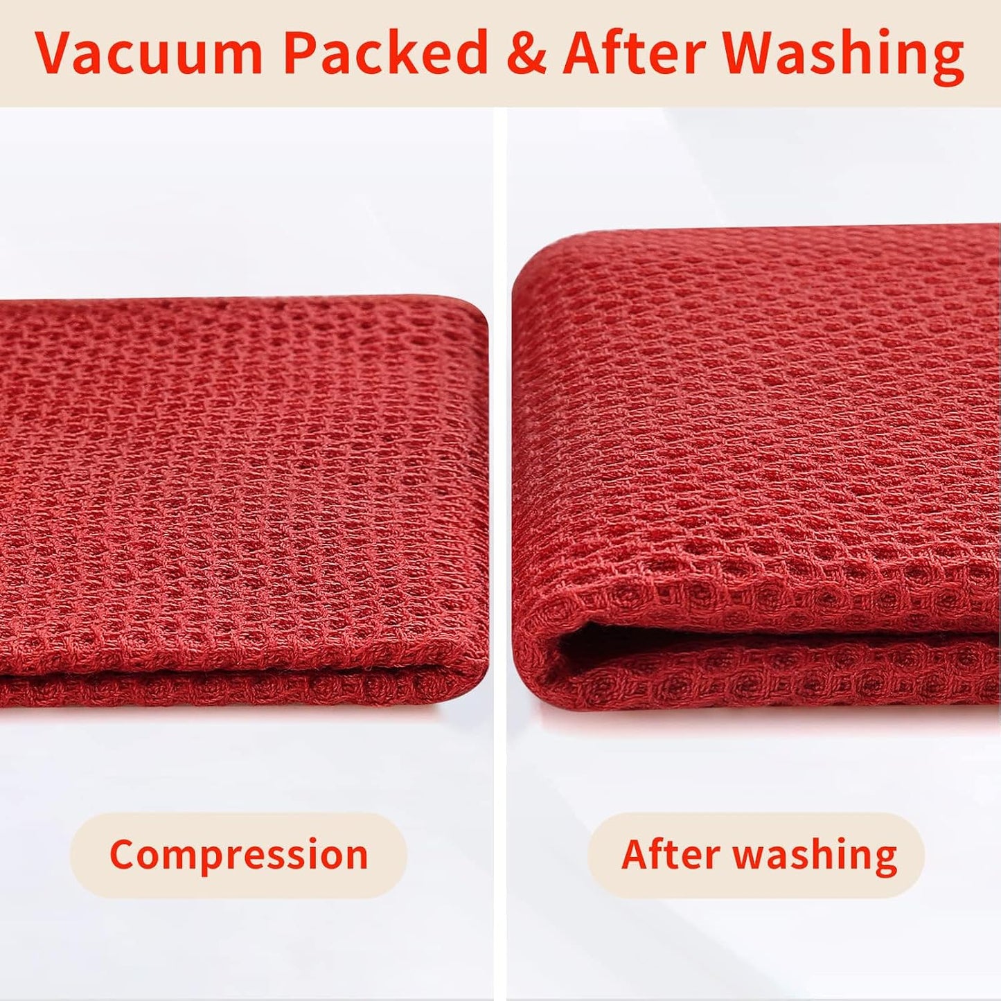 Homaxy 100% Cotton Waffle Weave Kitchen Dish Cloths 8-Pack, Brick Red | 12 x 12 Inches, Ultra Soft Absorbent Dish