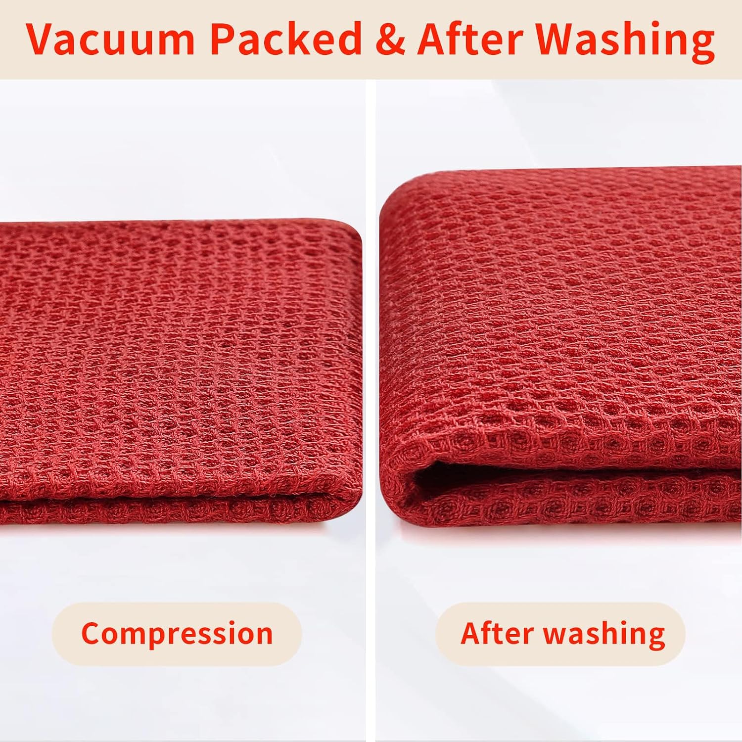 Homaxy 100% Cotton Waffle Weave Kitchen Dish Cloths 8-Pack, Brick Red | 12 x 12 Inches, Ultra Soft Absorbent Dish