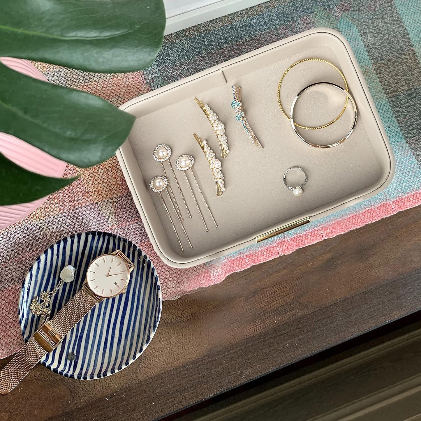 Leather Tray Organizer Valet Tray Key Tray for Entryway Table Desktop Storage / 9 x 6.2 x 2.2 / Grey