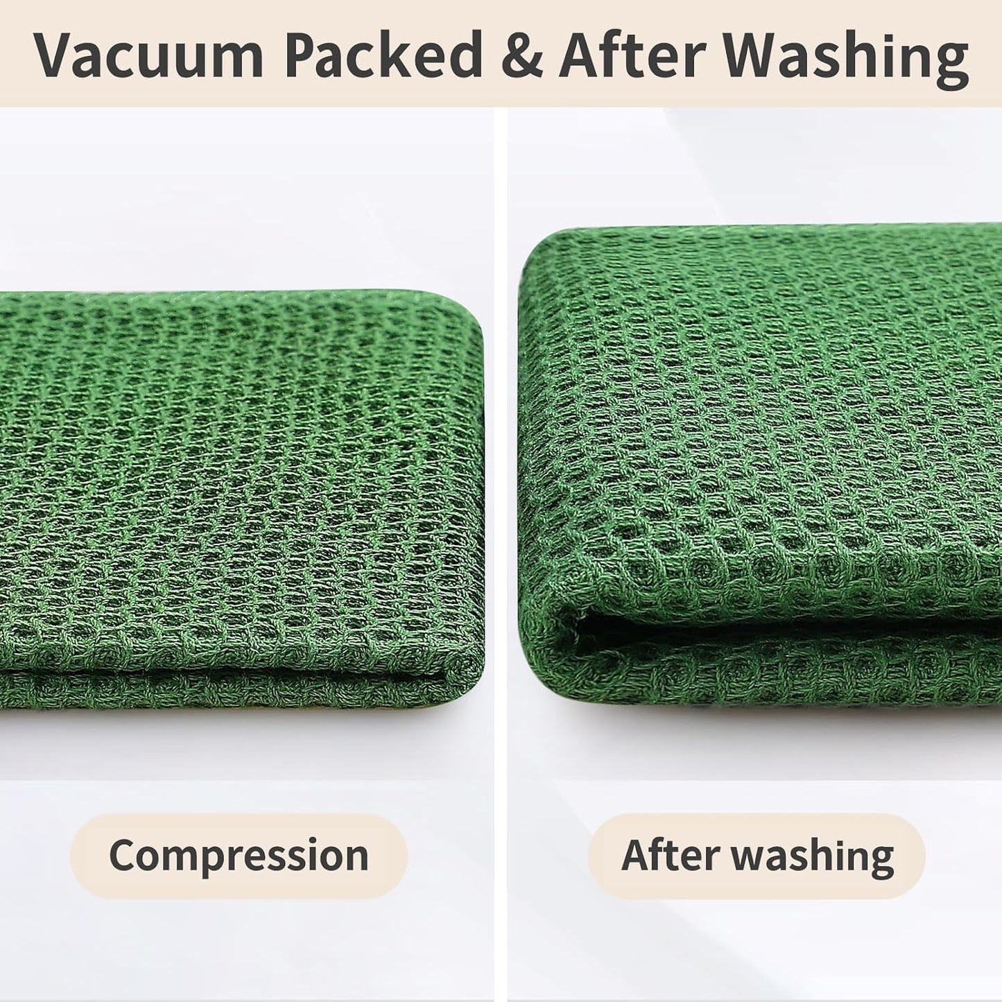 Homaxy 12 Pack 100% Cotton Kitchen Towels and Dishcloths Set, Grass Green | 12 x 12 Inches and 13 x 28 Inches Kitchen