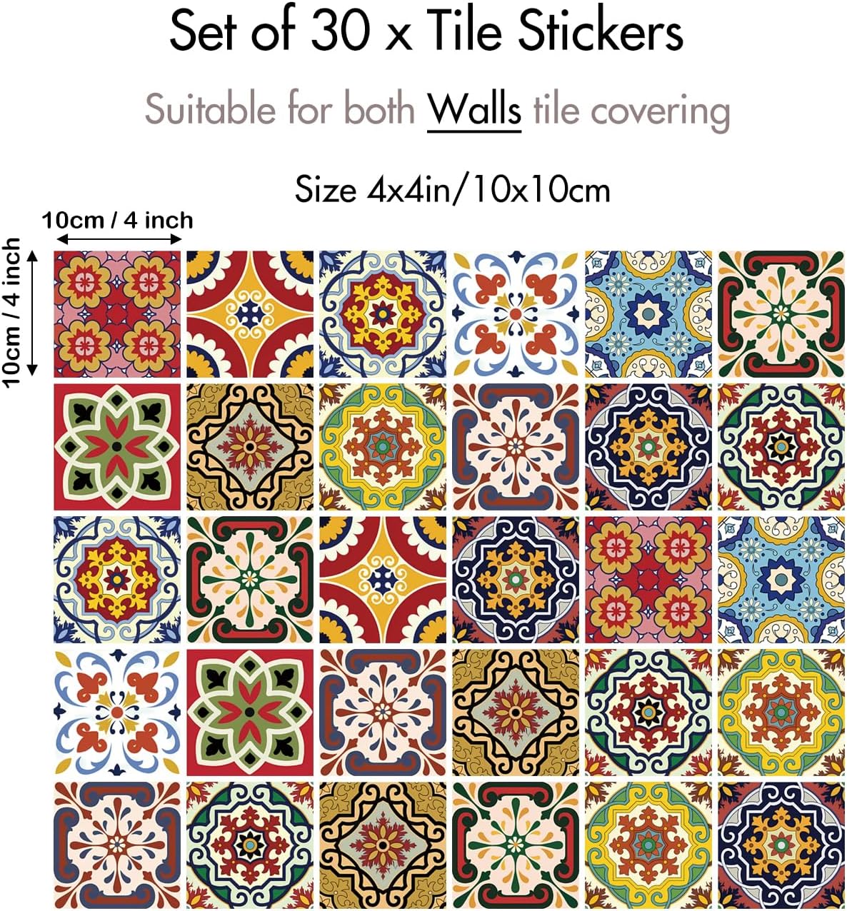 Boho Decorative Vinyl Decals / 4 x 4 / Set of 30