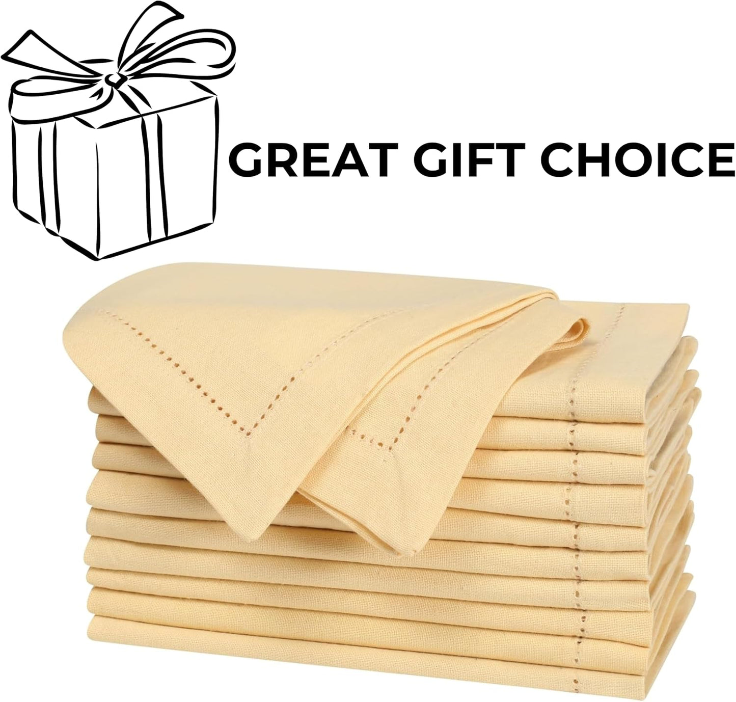 Bedding Craft Cotton Dinner Cloth Napkins Set of 12 – 18x18 Apricot Gelato Hemstitched – Machine Washable Fabric