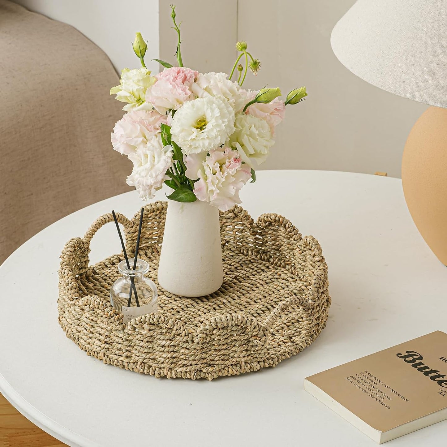 Wicker Tray / Round Wicker Basket / Seagrass-round / Set of 13