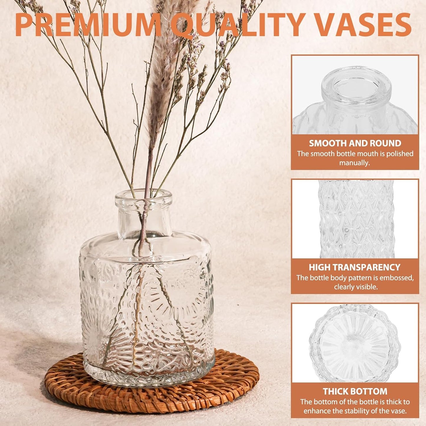 Glass Bud Vase Bulk Set / Clear / Set of 36