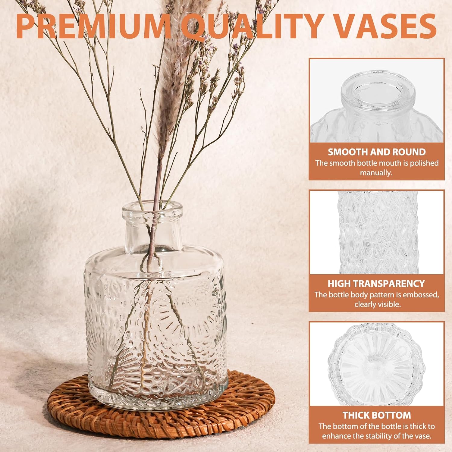 Glass Bud Vase Bulk Set / Clear / Set of 36