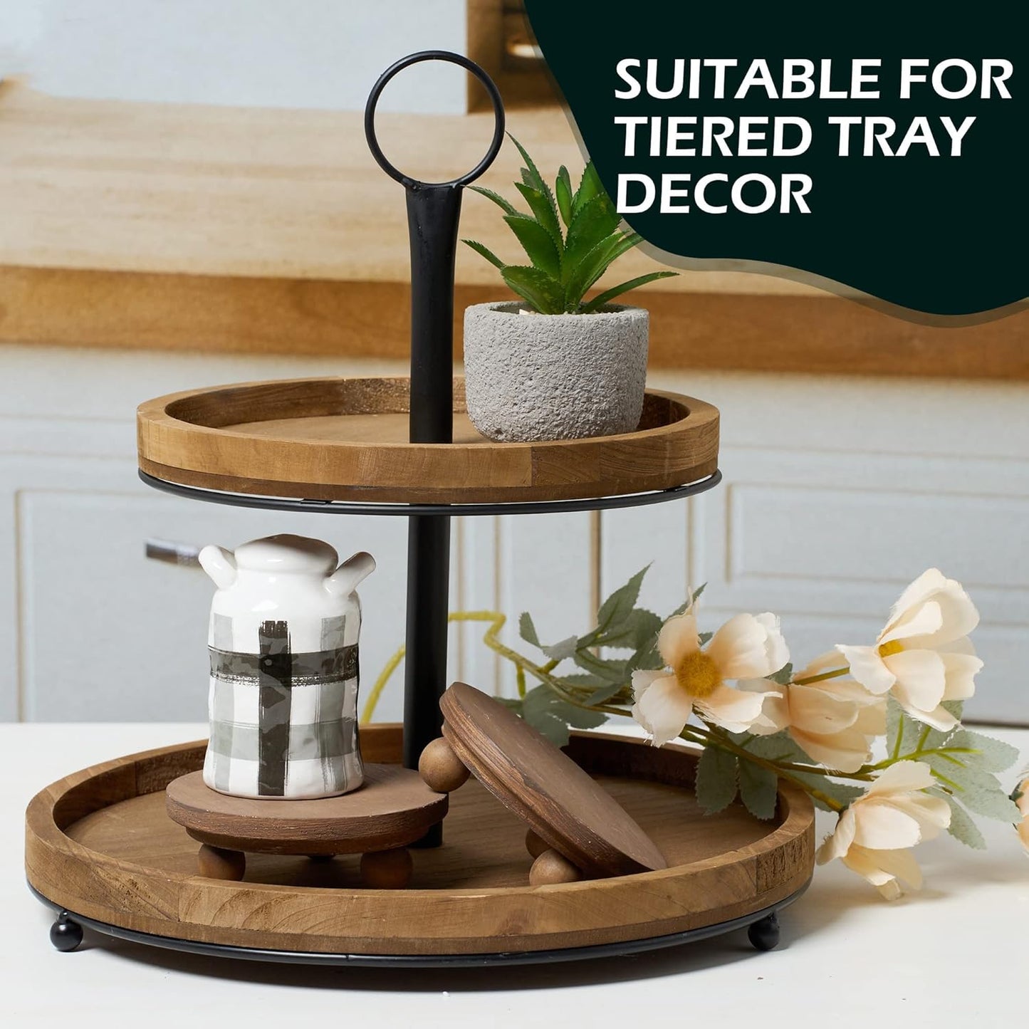 Small "Round Rustic Pedestal Display Stand / 5" Wood-round / 5 Inch / Set of 2