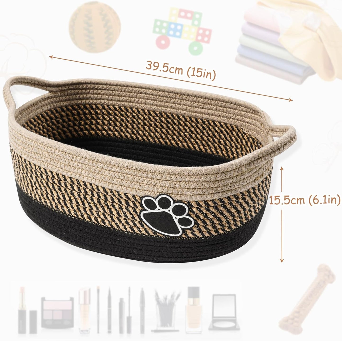 Small Woven Baskets for Organizing Rope Storage Basket / Dark&light Beige