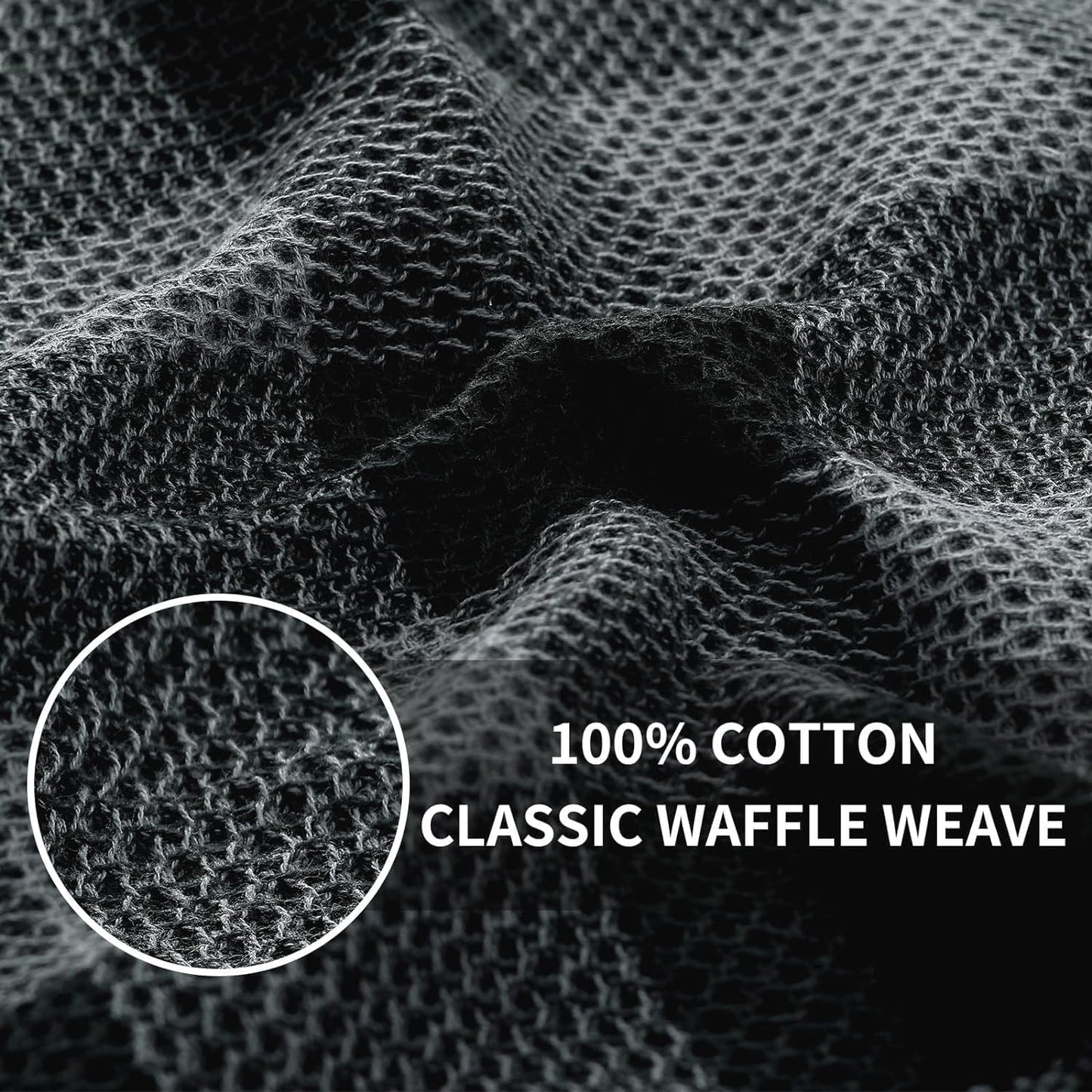 Homaxy Kitchen Towels and Dishcloths Set, Set of 12, Black & Grey | Bulk Cotton Waffle Weave Check Plaid Kitchen