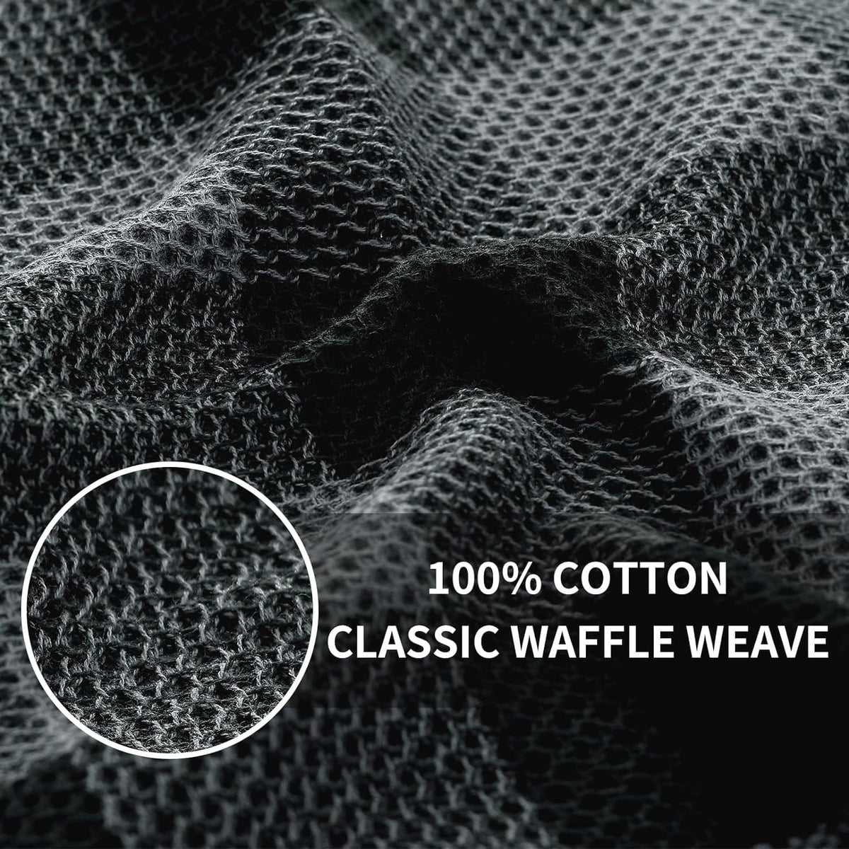 Homaxy Kitchen Towels and Dishcloths Set, Set of 10, Black & Grey | Bulk Cotton Waffle Weave Check Plaid Kitchen