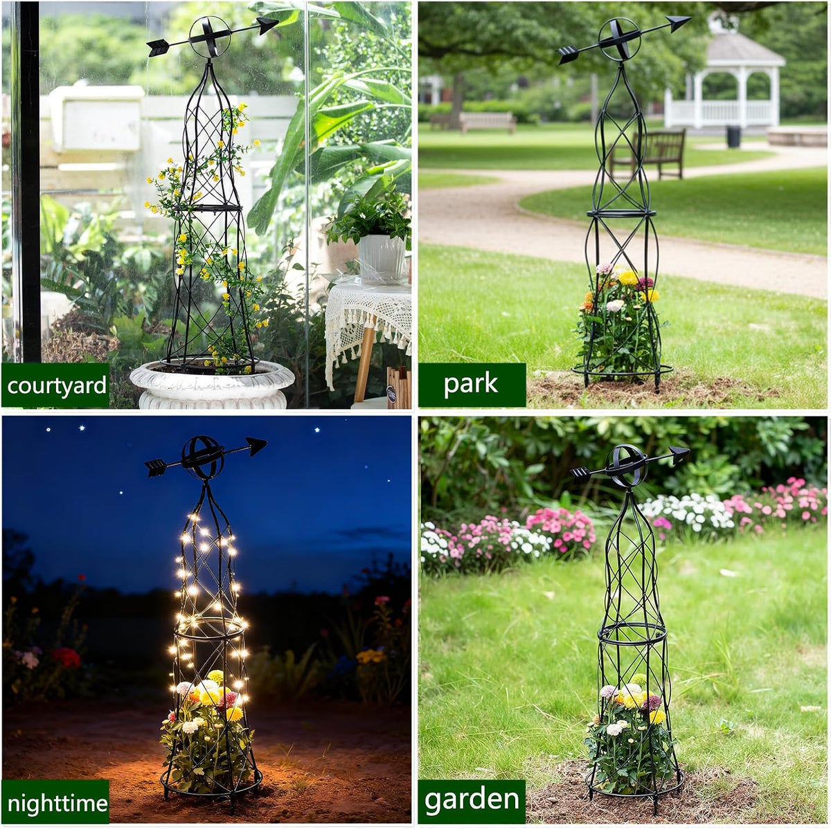 41" Obelisk Trellis for Climbing Plants - Indoor/Outdoor Support | Durable Plant Support for Outdoor Rose Bushes & Tall