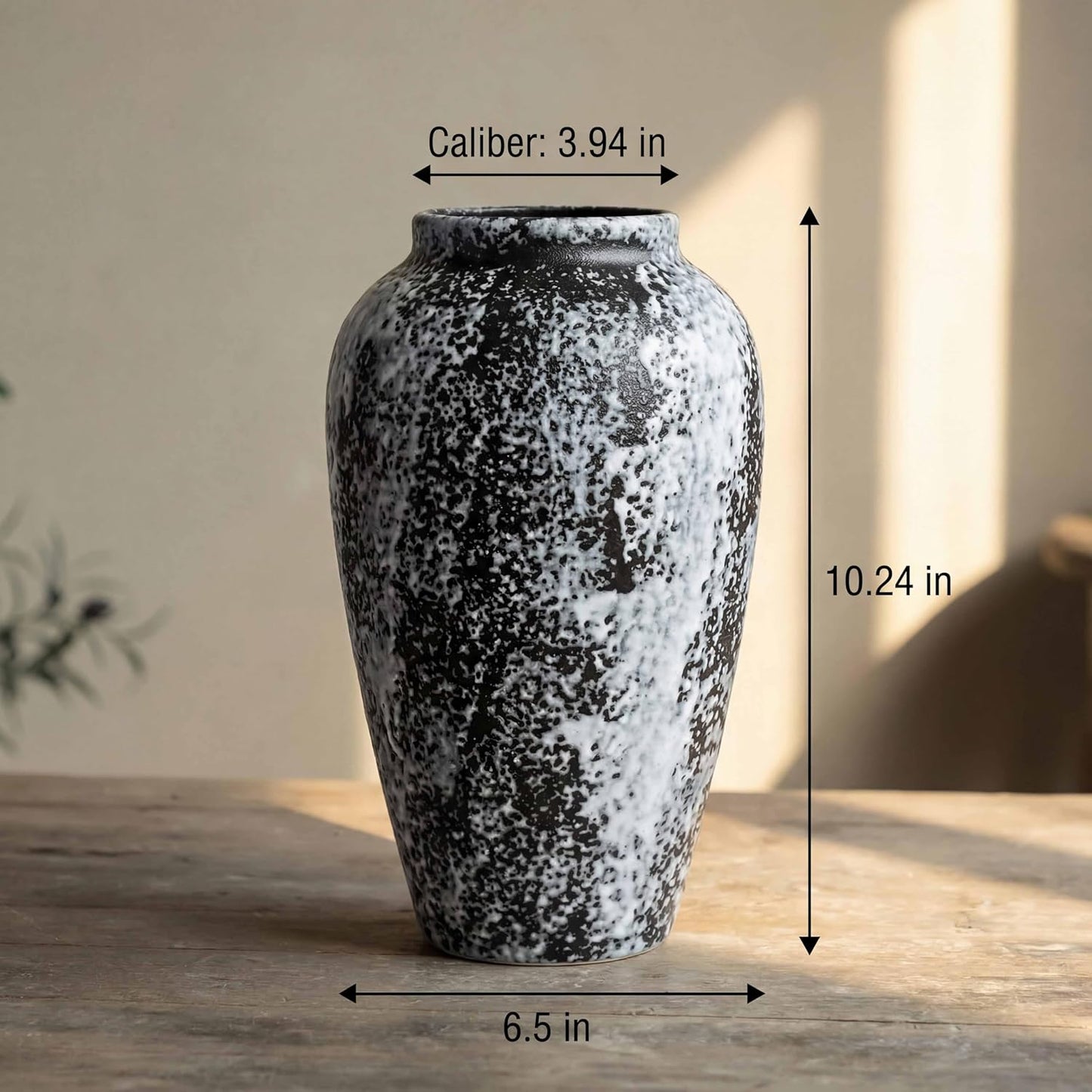 Rustic 10" Ceramic Vase / Speckled - 10" Medium