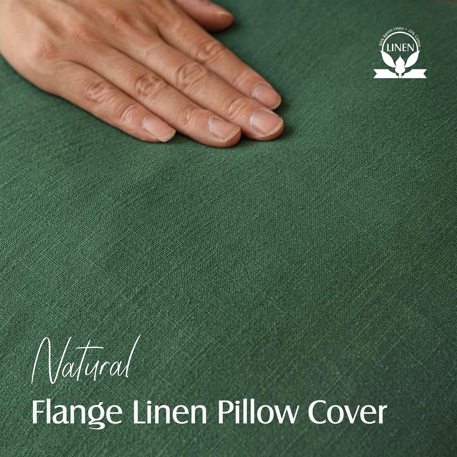 Decorative Linen Solid Throw Pillow Covers Soft Accent Euro / 18 x 18 / Abundant Green / Set of 2