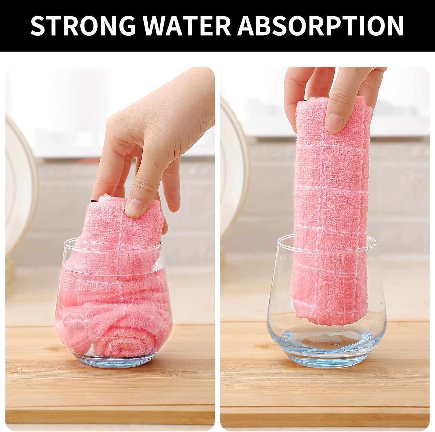 Homaxy Kitchen Towels and Dishcloths Set, Set of 12, Pink | Bulk Cotton Terry Kitchen Towels, Checkered Designed, Soft