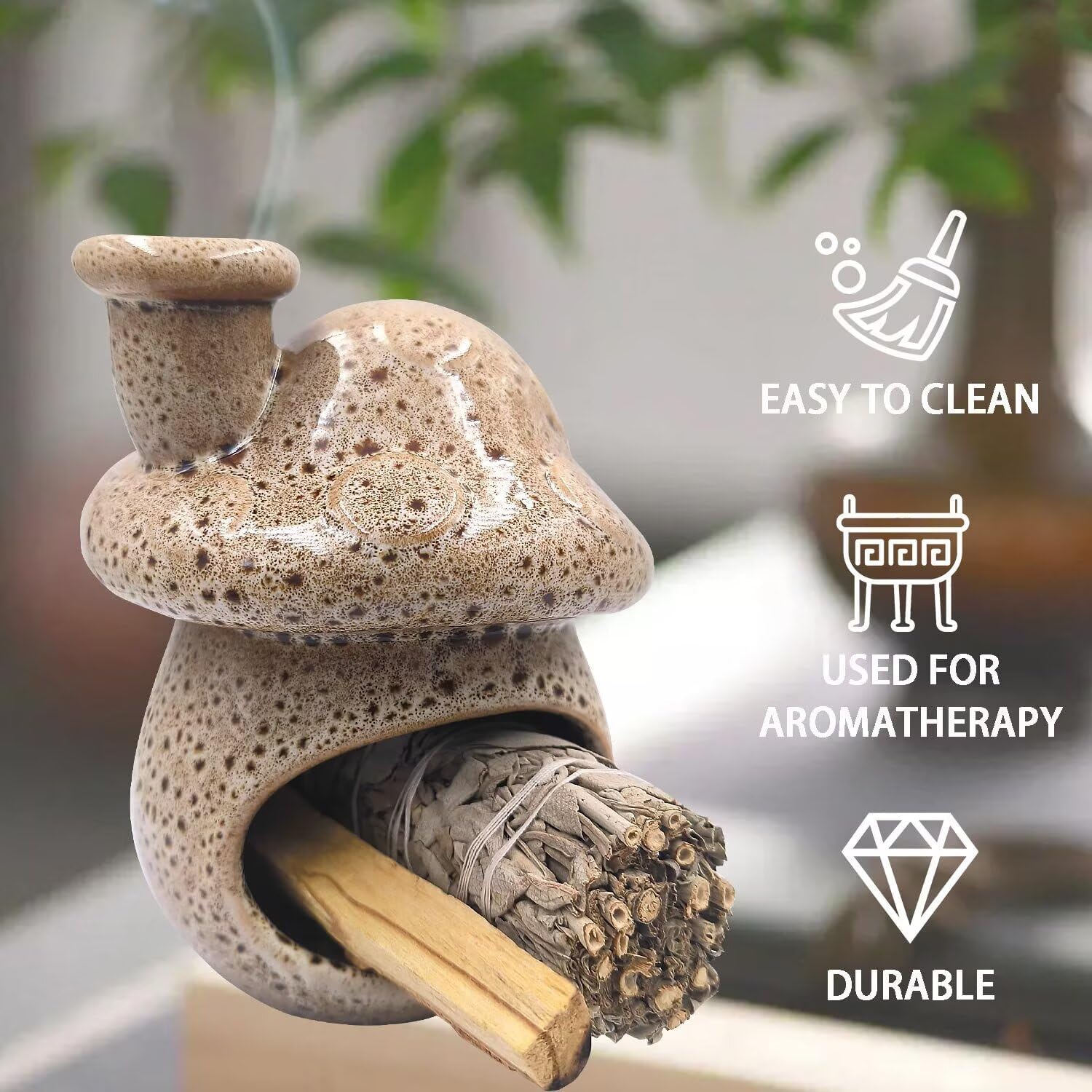 Palo Santo Holder and Sage Burner / Speckled White