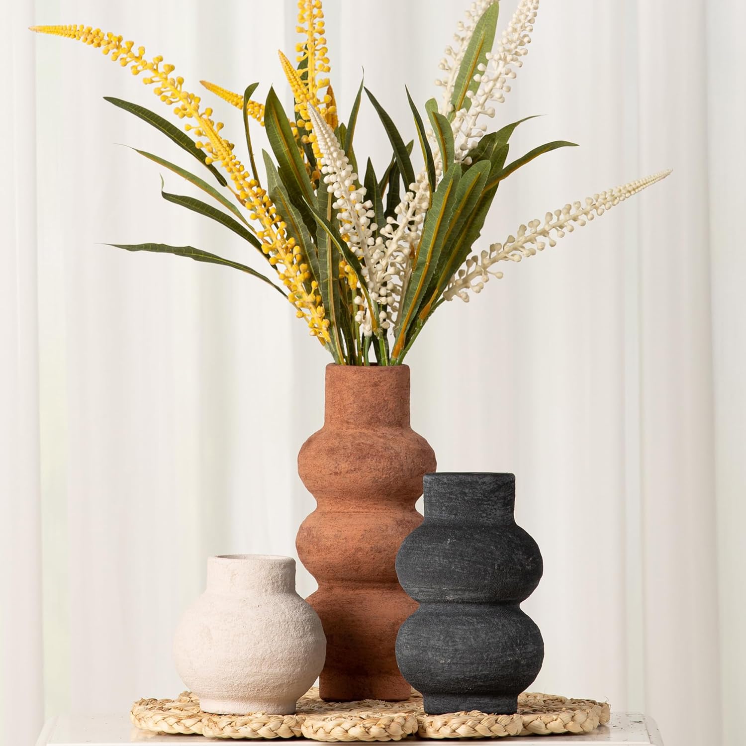 Ceramic Vase Home Table Decor / 11-rust / Set of 3