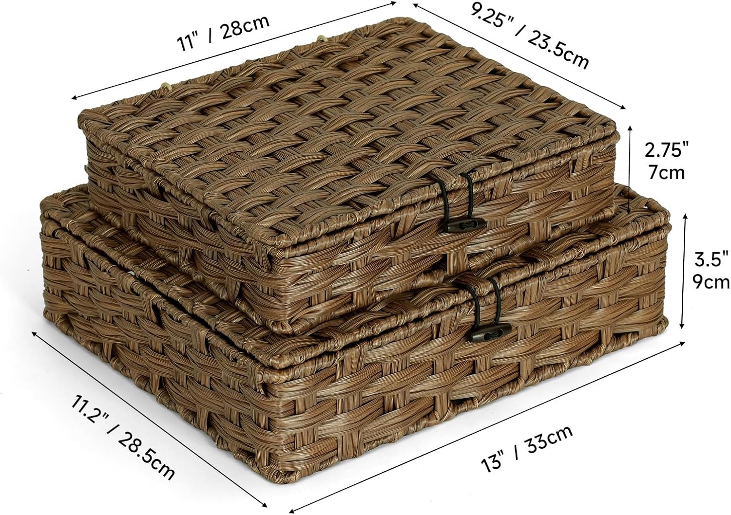 Woven Rattan Organizer Bins / Brown / Set of 2