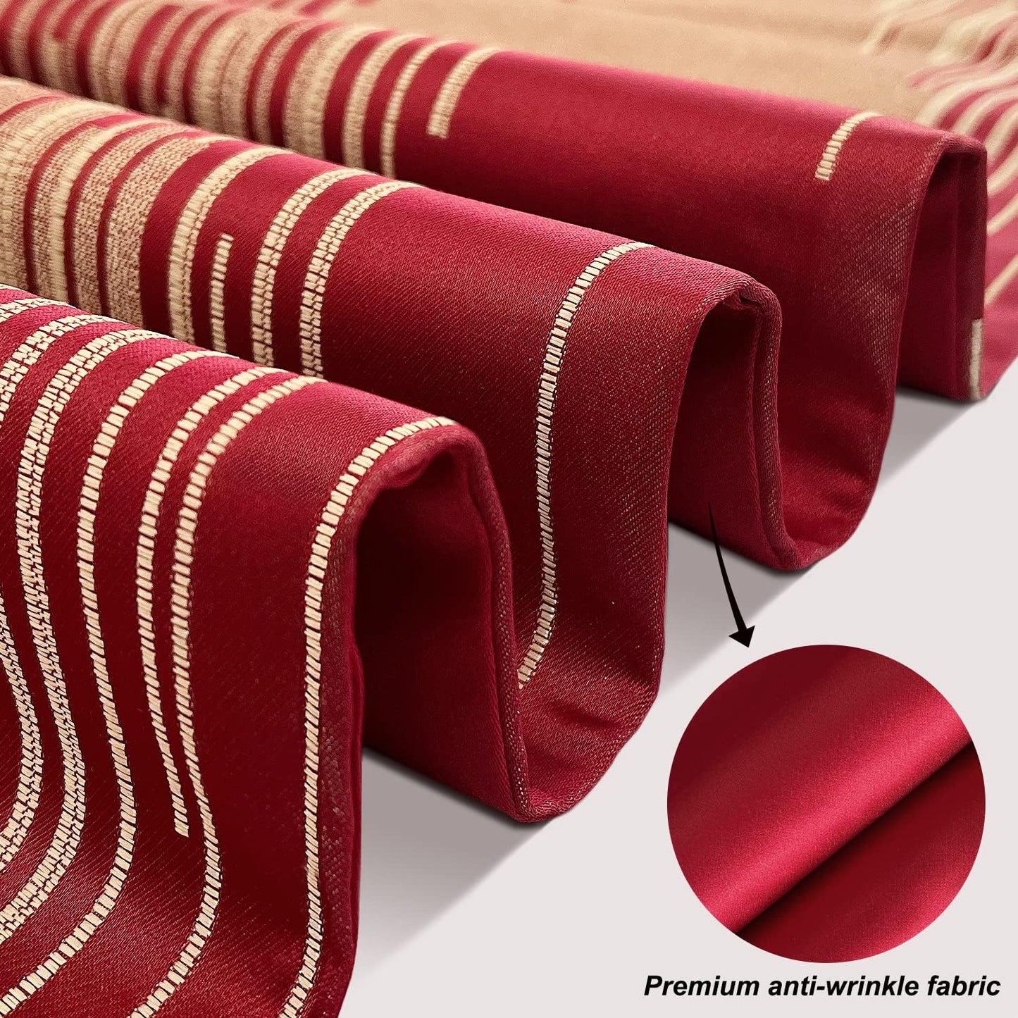 Luxury Red Faux Silk Table Runner,13"x120", Modern Geometric Lines, Tassel | Table Runners 120 Inches Long, Elegant