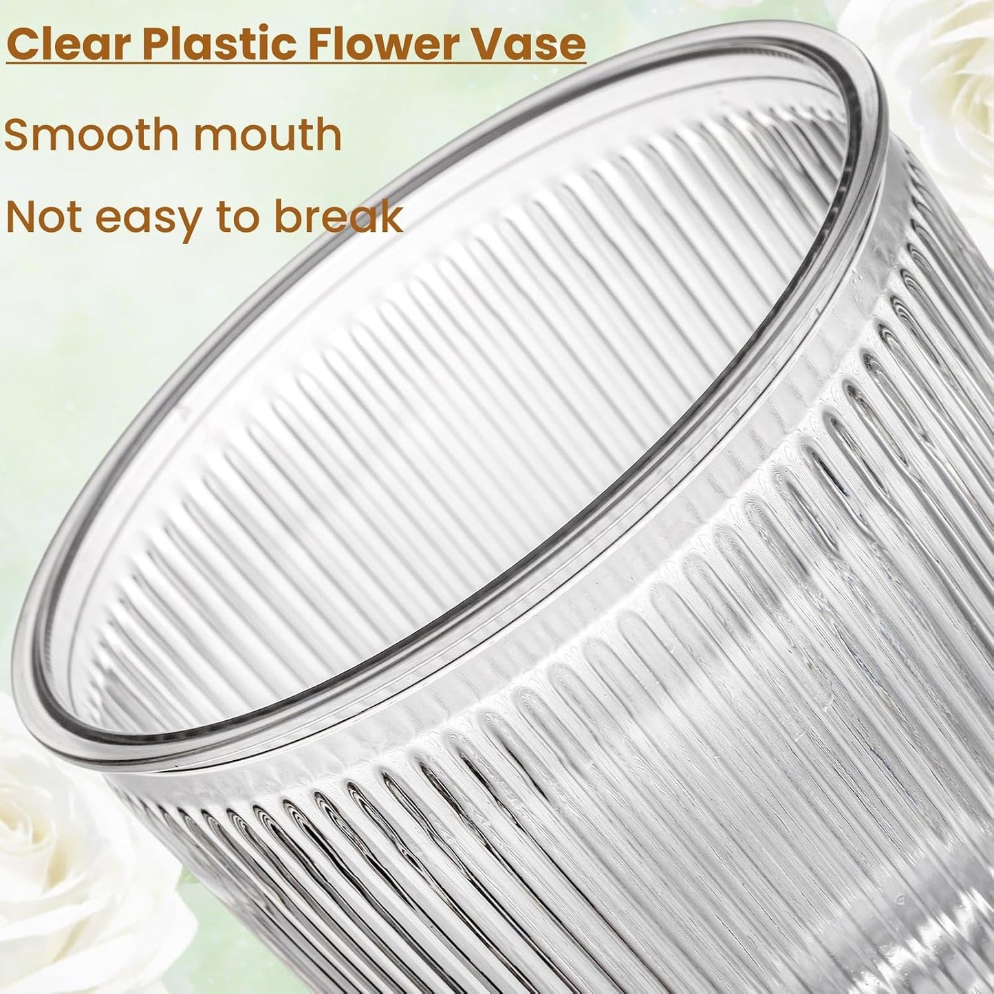 6.3" Small Ribbed Fluted Glass-Like Vase / Clear / Set of 12
