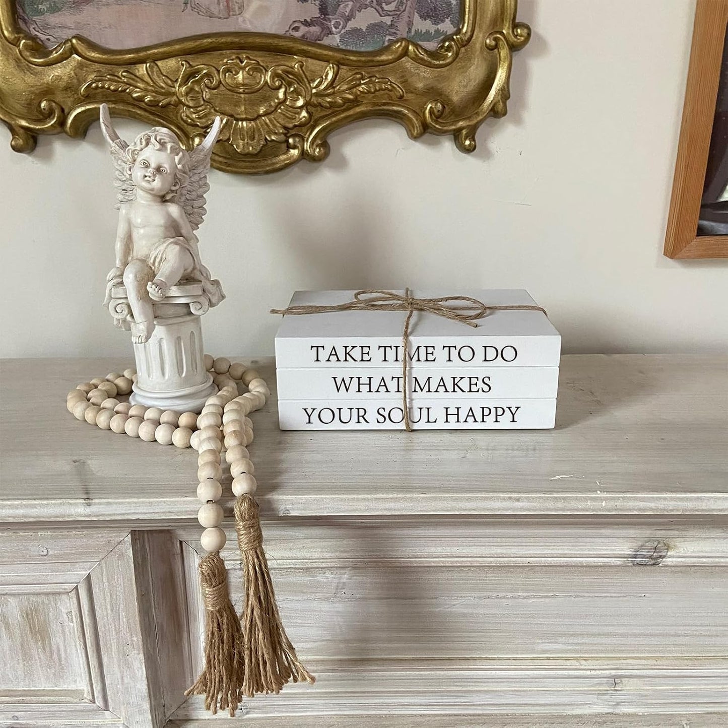 Faux Books for Decoration / TAKE TIME TO DO / White / 52 Inch