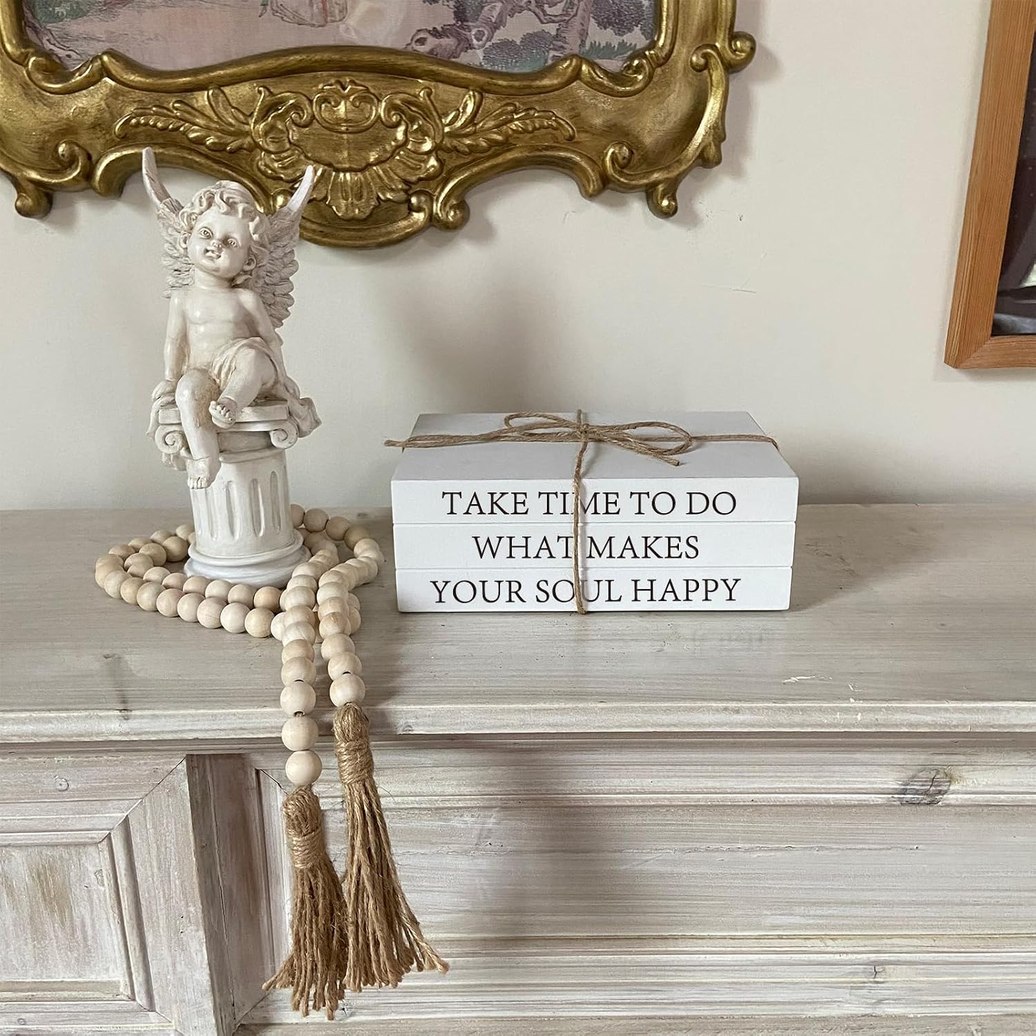 Faux Books for Decoration / TAKE TIME TO DO / White / 52 Inch