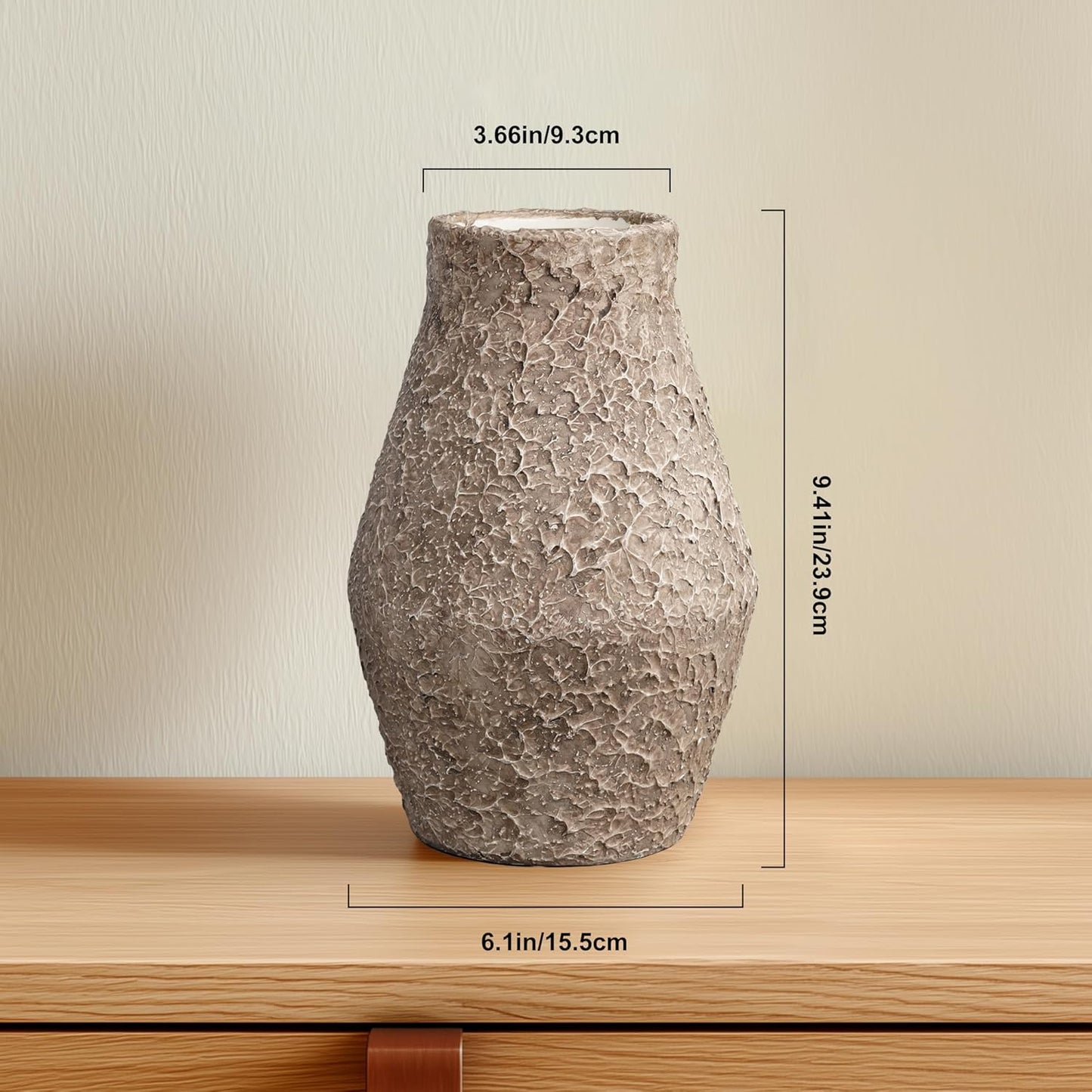 Vintage Pottery Vases / Rustic Brown / 10 Inch