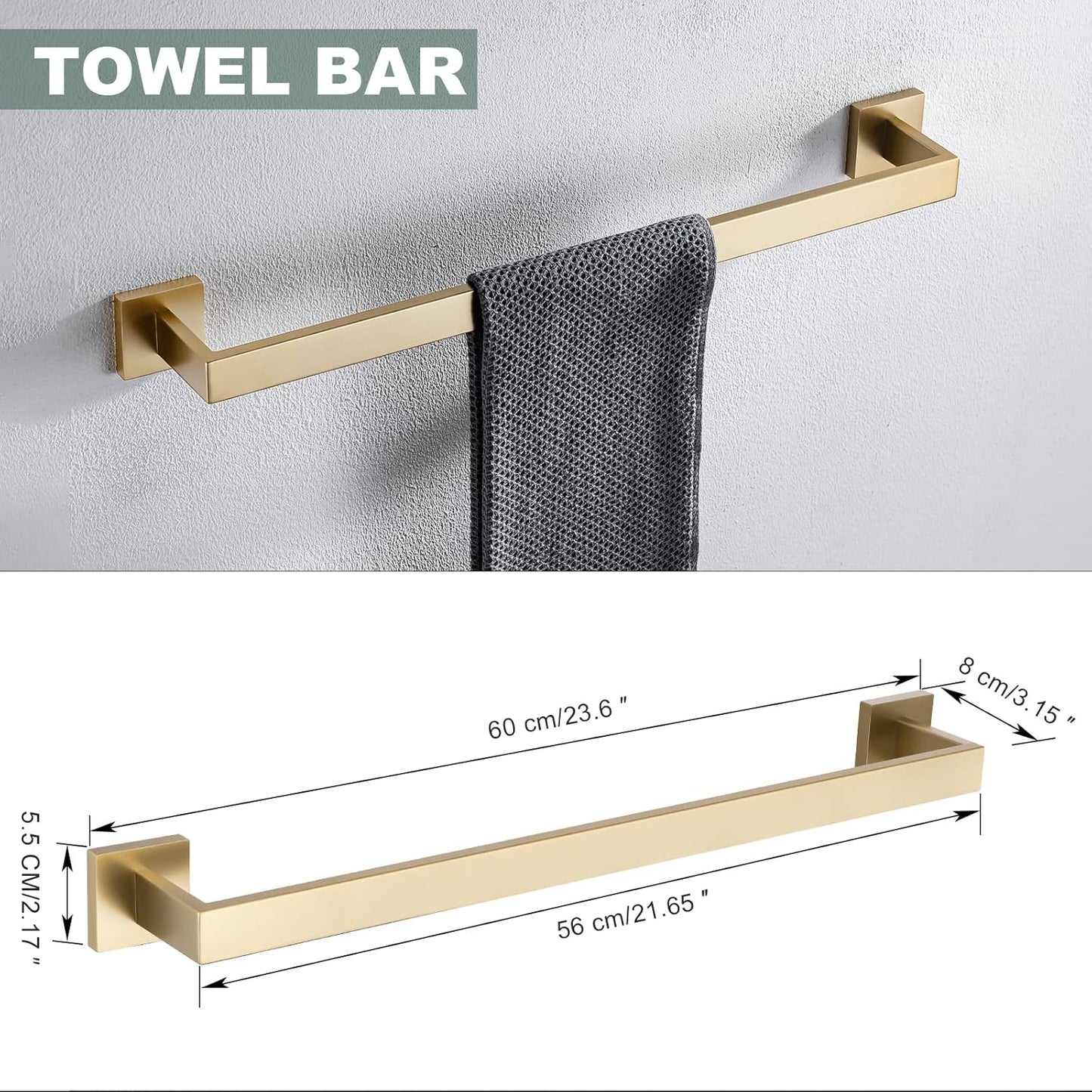 Brushed Gold Bathroom Towel Bar Holder Sets Premium Stainless Steel 4-Piece Bathroom Hardware Set Wall Mounted Bathroom