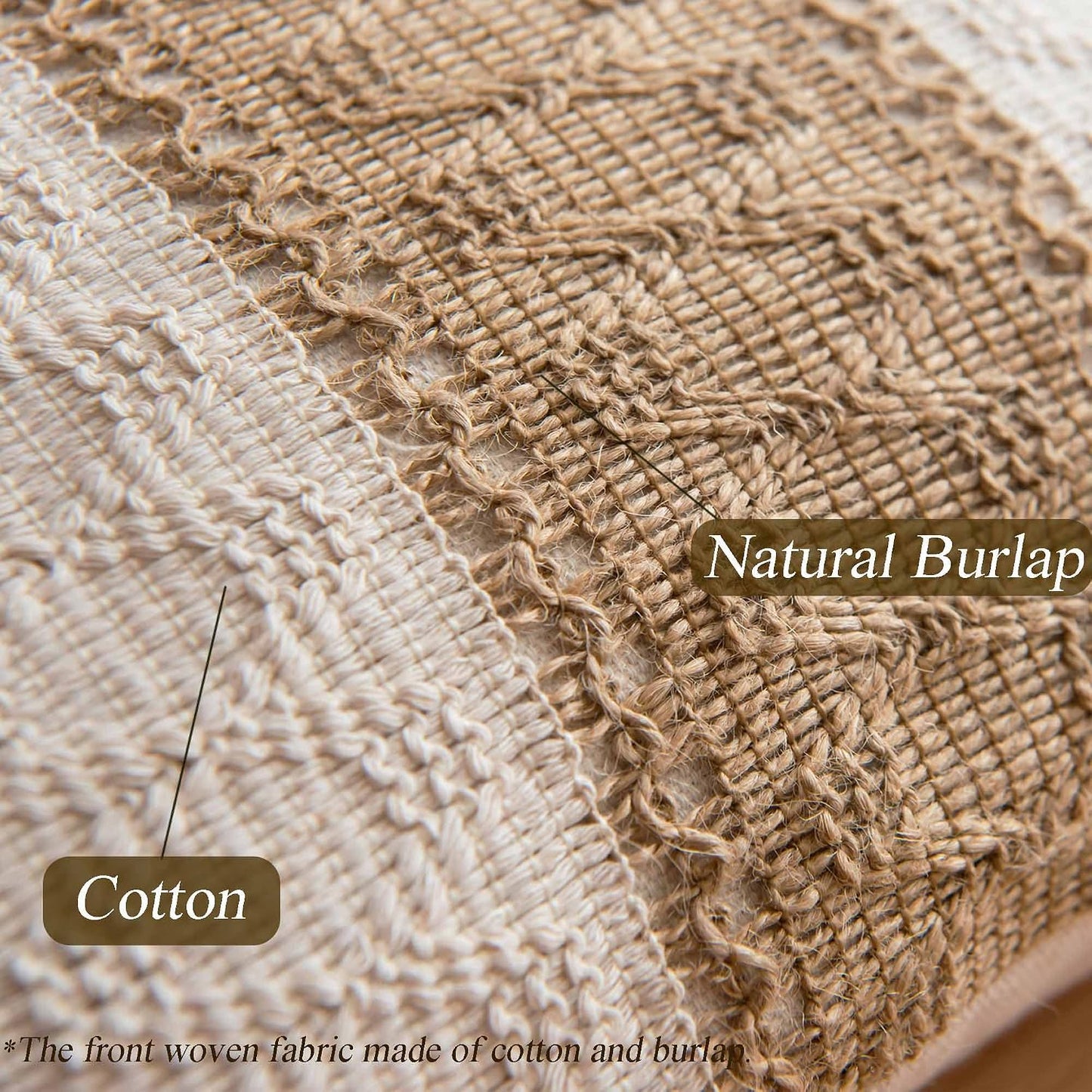 Decorative Boho Neutral Pillow / 18 x 18 / Single Stripe / Set of 2