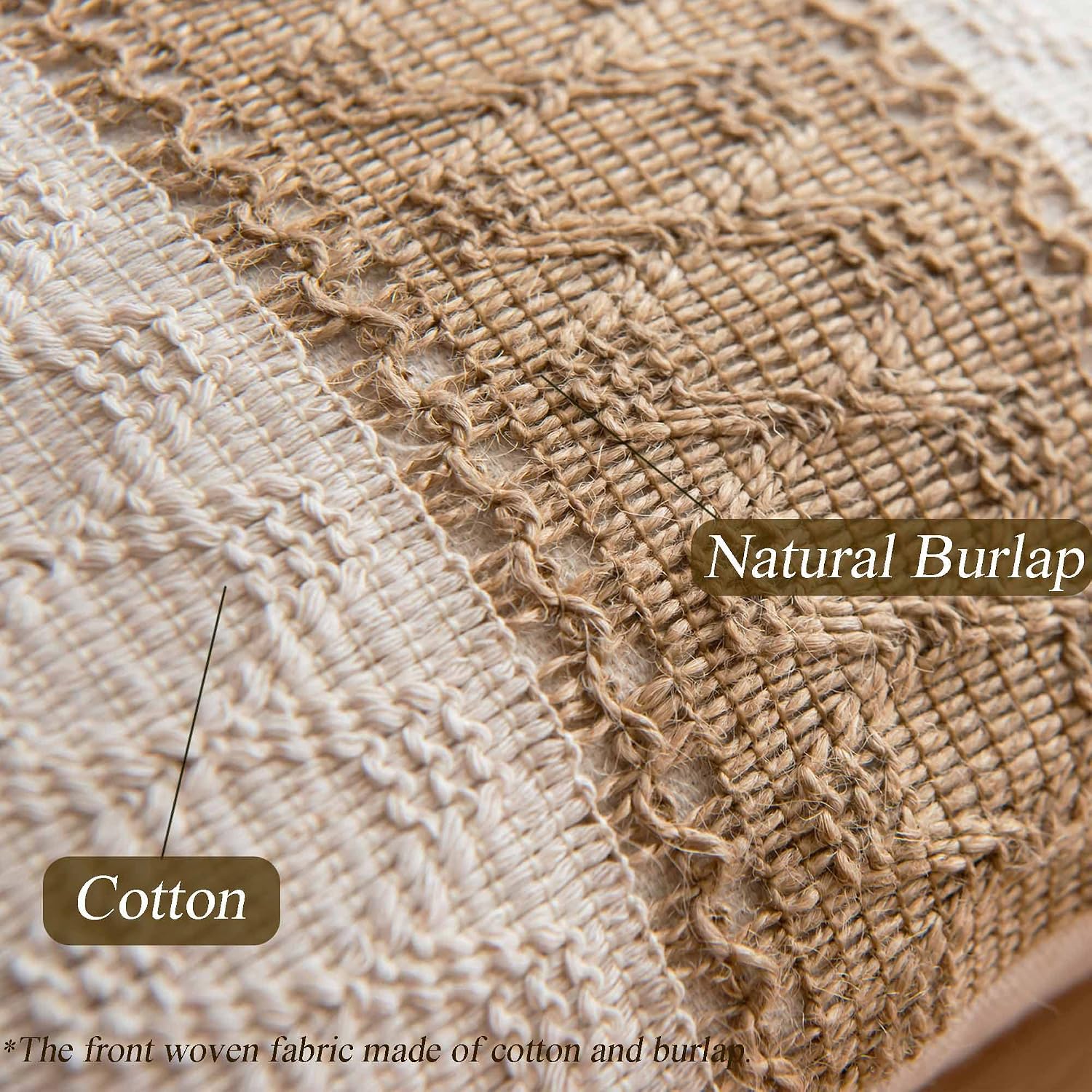 Woven Farmhouse Accent Decorative Throw Pillow Cover / 18 x 18 / Single Stripe