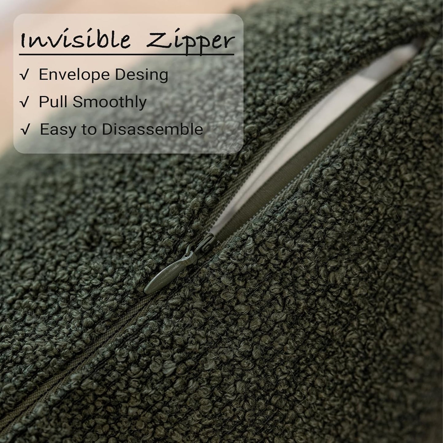 Decorative Throw Pillow Covers / Olive Green / 18 x 18 / Set of 2