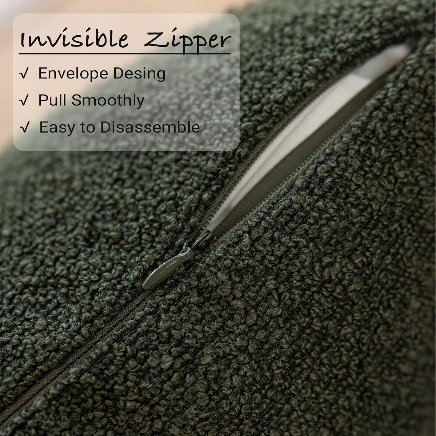 Decorative Throw Pillow Covers / Olive Green / 18 x 18 / Set of 2