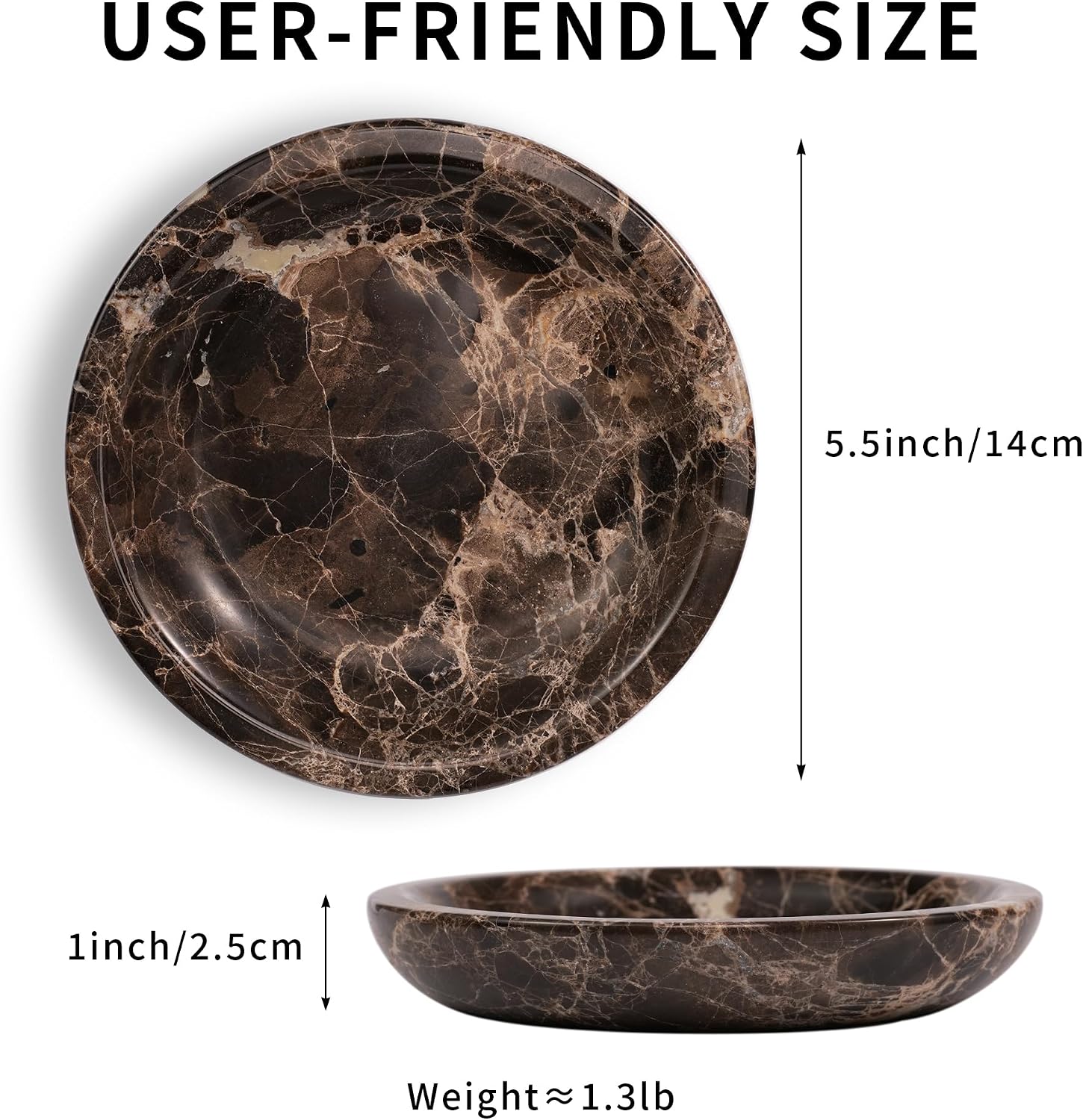 Marble Jewelry Tray / Circle-emperador / Brown