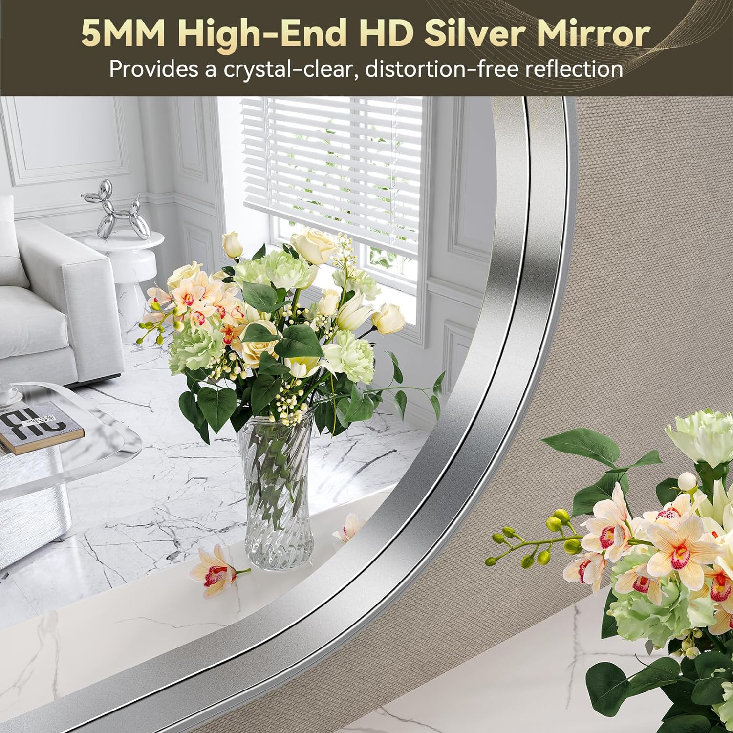 Metal Frame Bathroom Mirror / Silver / 32"L x 24"W / 24 x 32