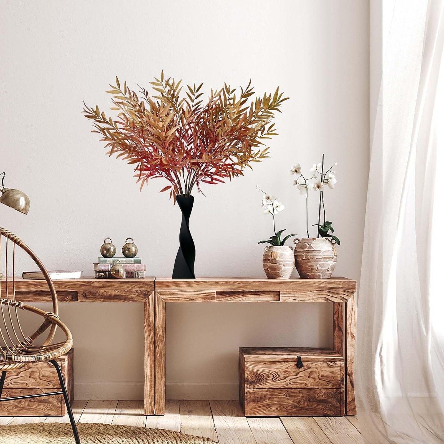 4 Bundles Artificial Fall Leaves Stems / 41.3 Inch