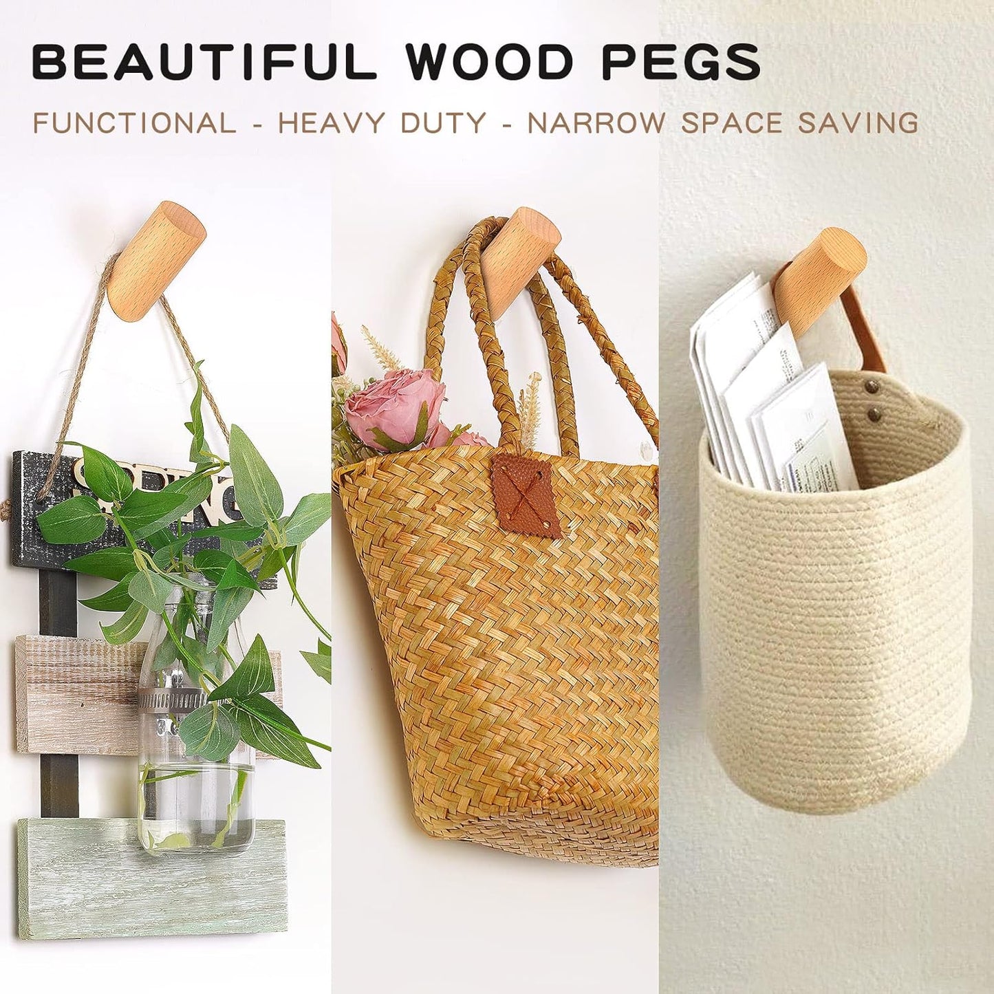 Wood Wall Hooks / B for Beech Wood / Set of 4