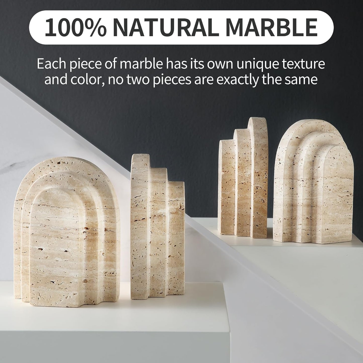 Travertine Book Ends / Natural