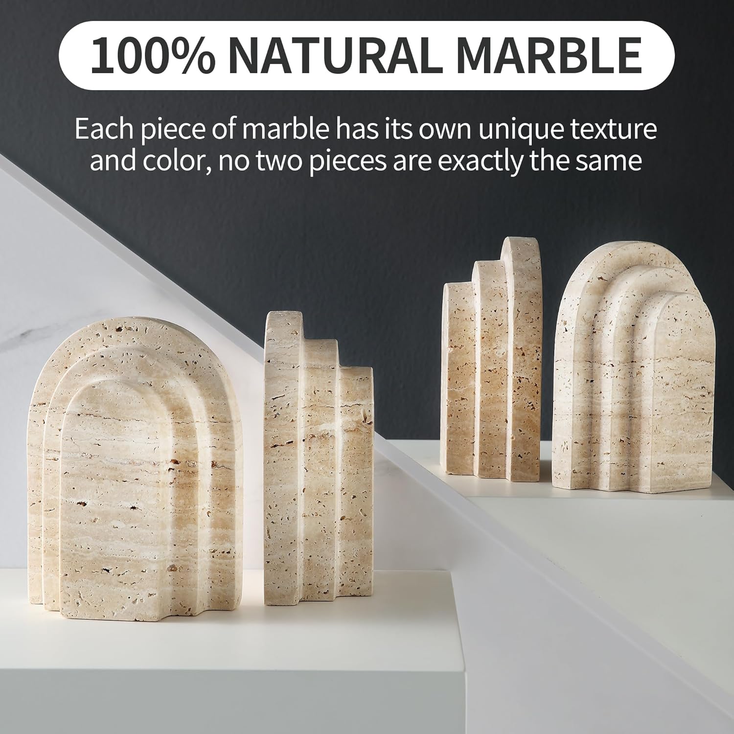 Travertine Book Ends / Natural