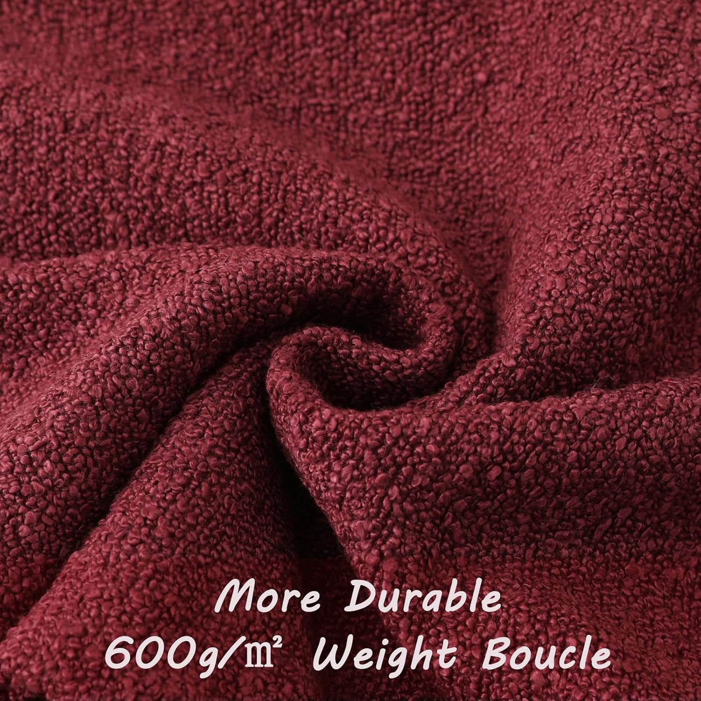 Decorative Throw Pillow Covers Soft Solid Boucle Textured Cushion / Burgundy / 18 x 18 / Set of 2