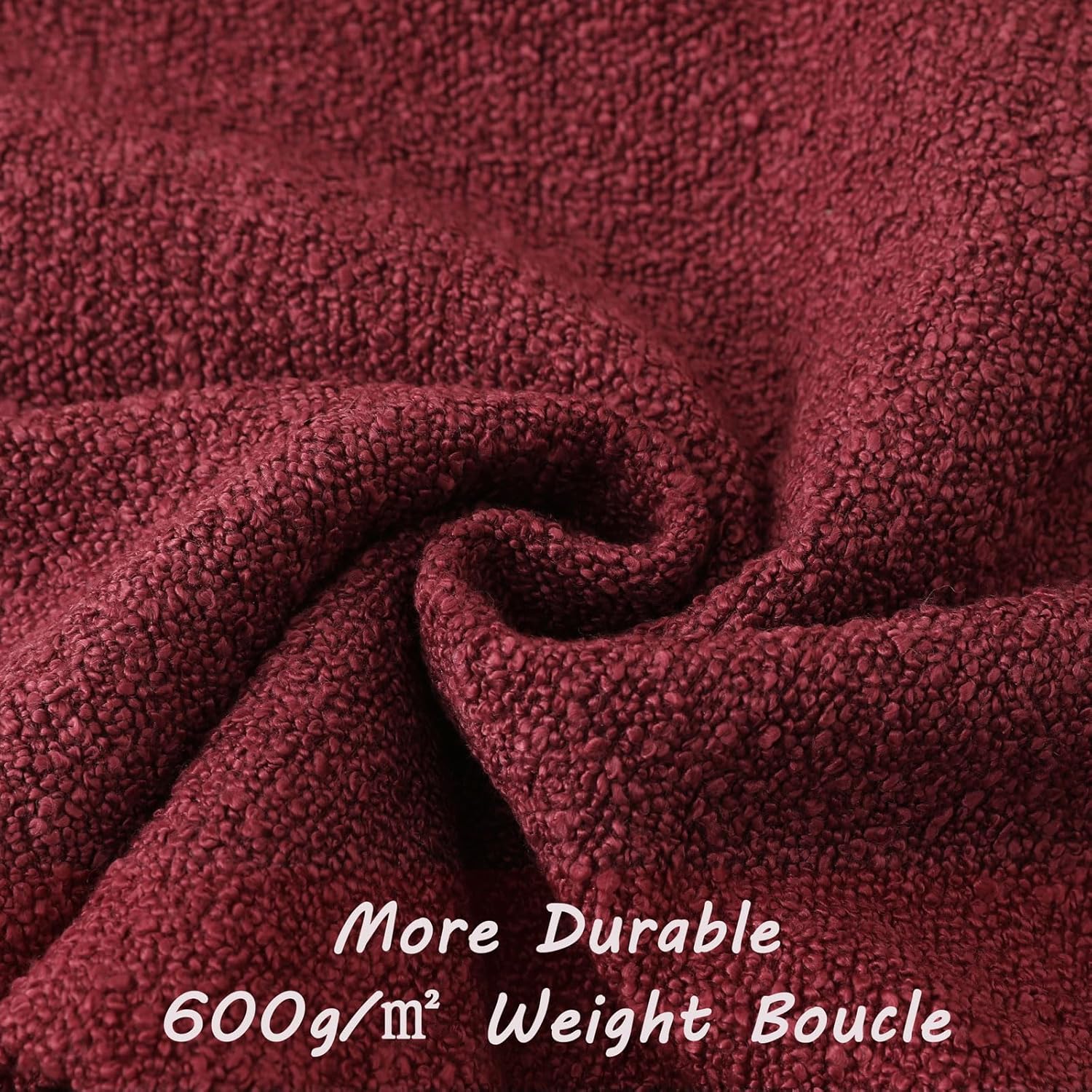 Decorative Throw Pillow Covers Soft Solid Boucle Textured Cushion / Burgundy / 18 x 18 / Set of 2