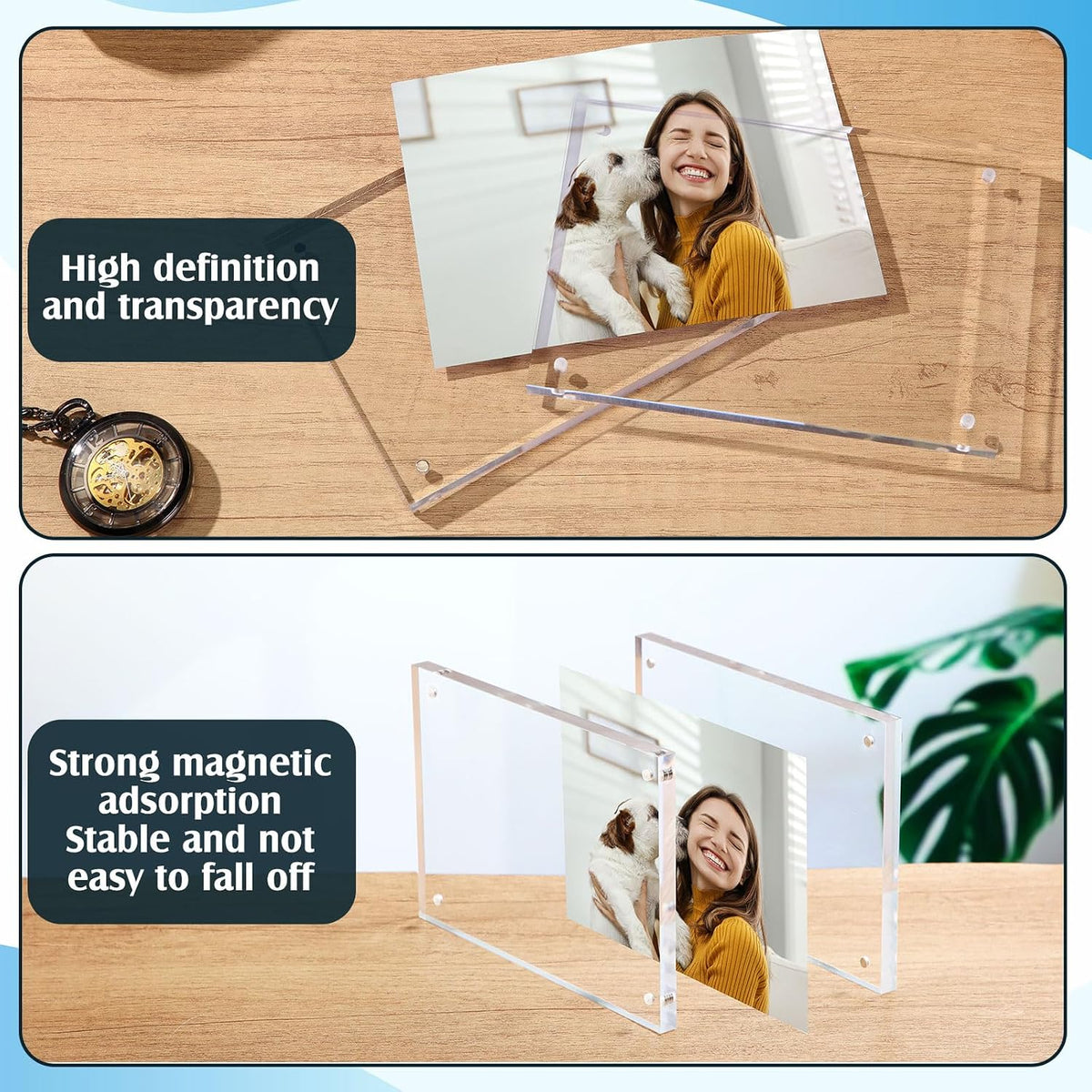 6 Pcs 5 x 7 Inch Acrylic Picture Frames, Clear Acrylic Photo Business Card Frame Desktop Display Double Sided Wallet
