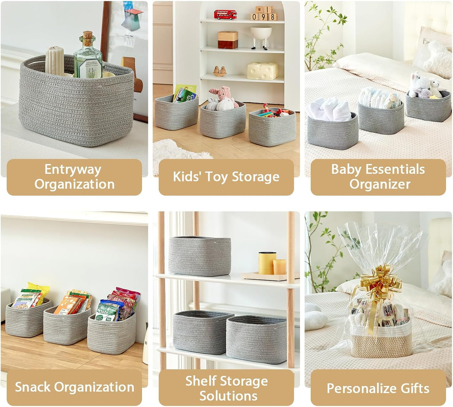 Bathroom Storage Basket / Grey / 10.6 x 6.7 x 6.7