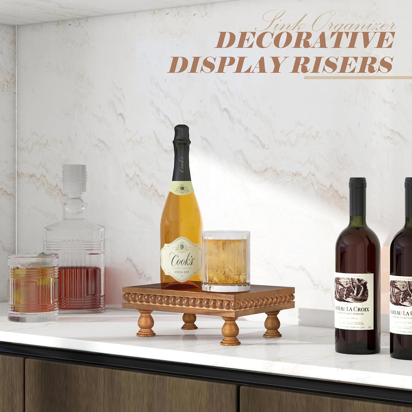 Rustic Pedestal Stand for Displaying Home Decorations / Brown