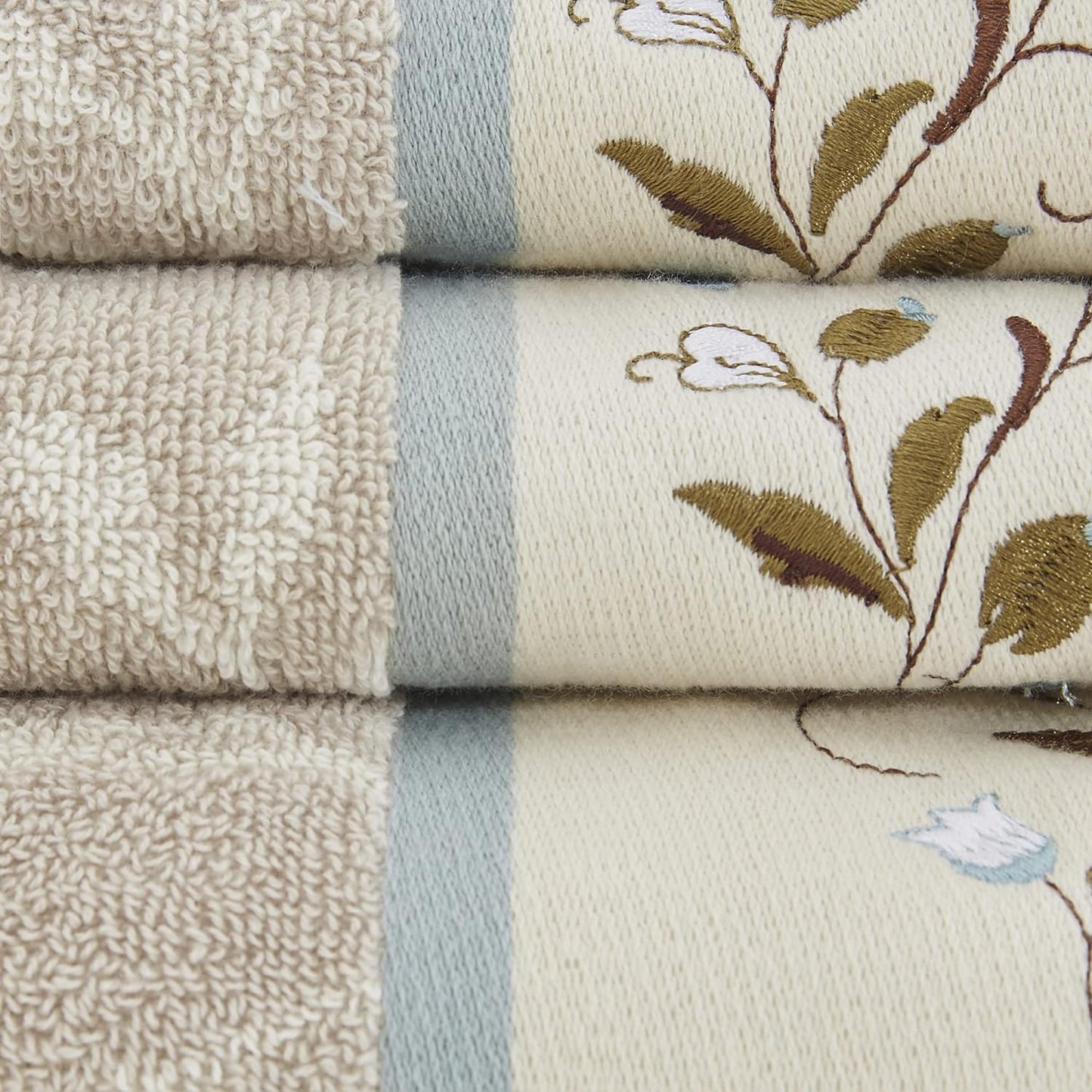 Madison Park Serene 100% Cotton Bath Towel Set Luxurious Floral Decorative Towels for Bathroom Embroidered Cotton